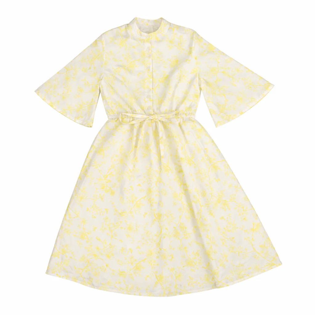 Noma Yellow Toile Print Waisted Dress NDR403