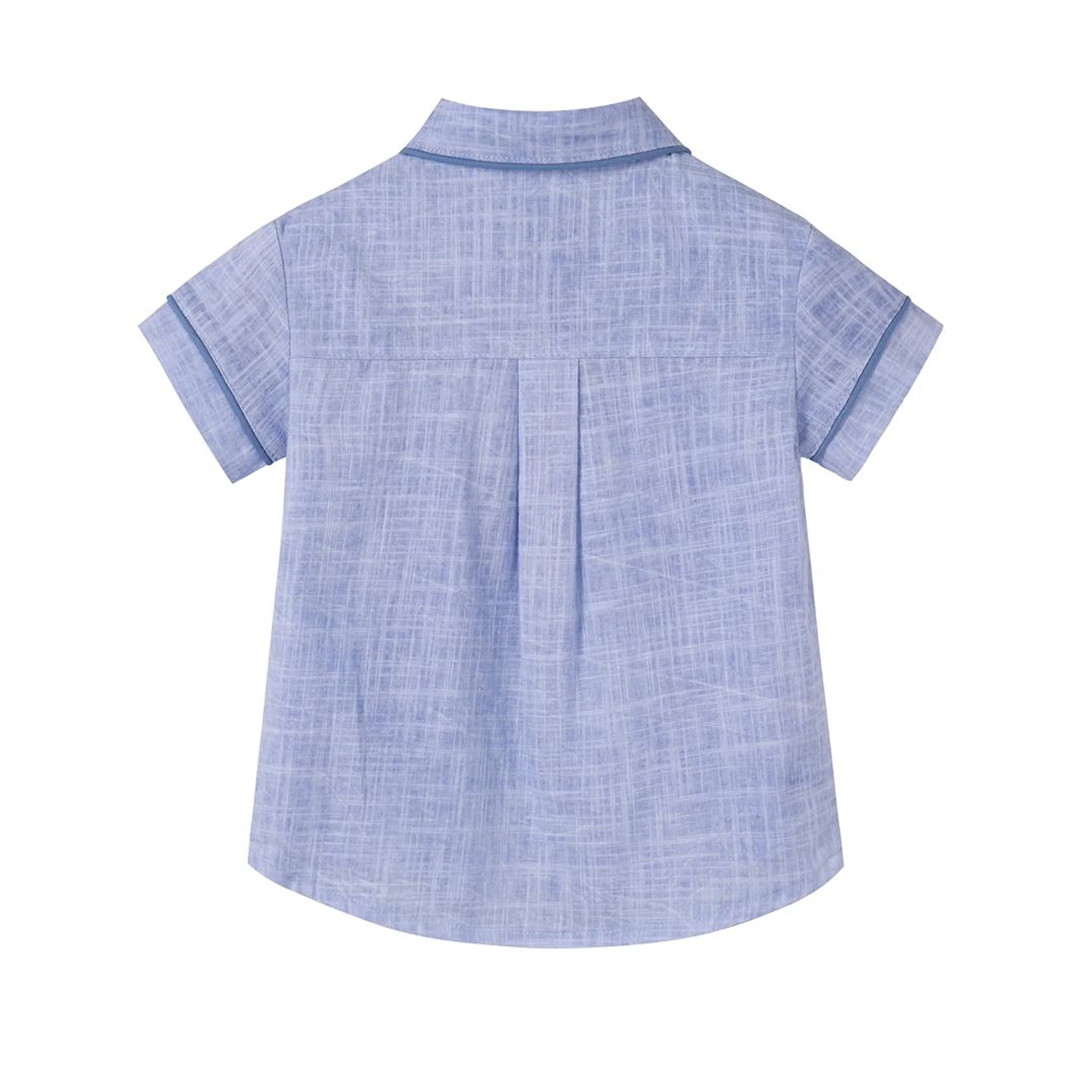 Nounelle Blue Linen Piped Shirt - Image 2