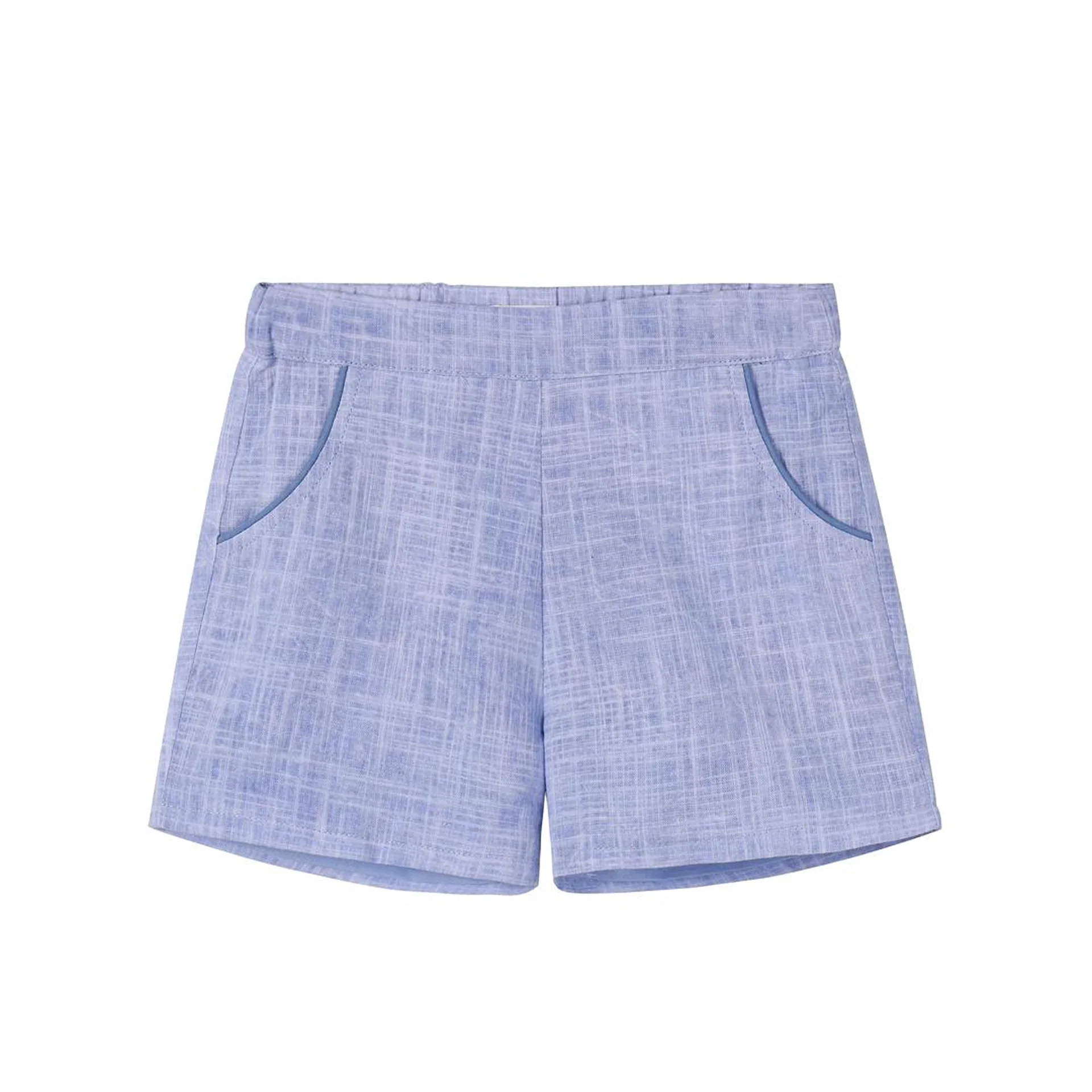 Nounelle Blue Linen Piped Shorts