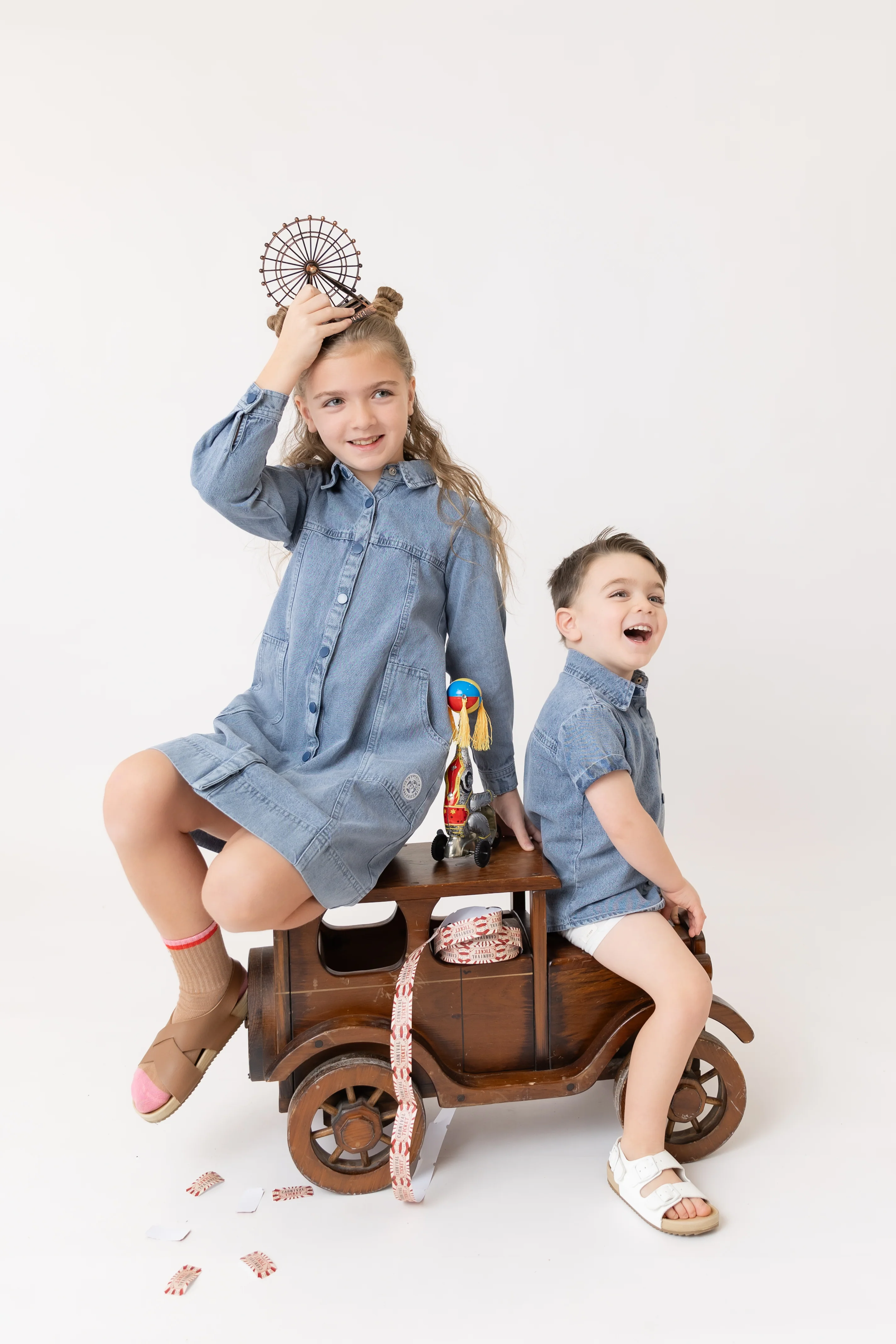 Nounelle Denim Shirt Dress 3/4 Sleeve - Image 4