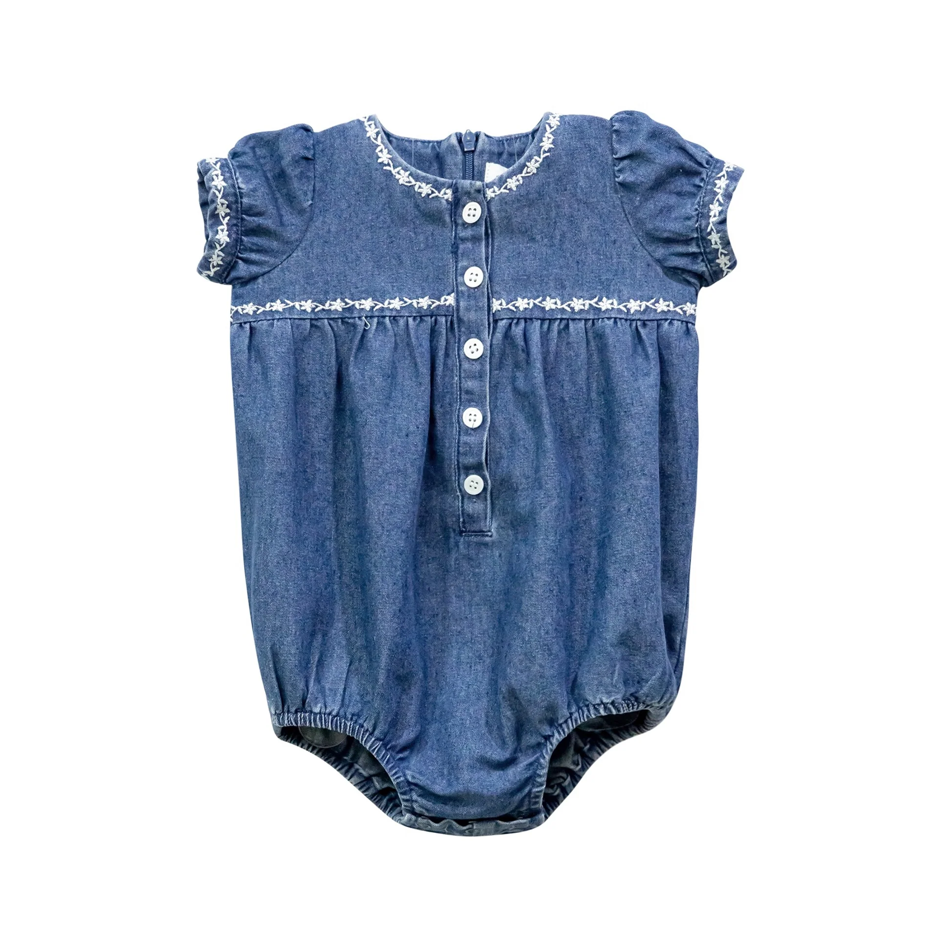Nounelle Denim Trimmed Romper