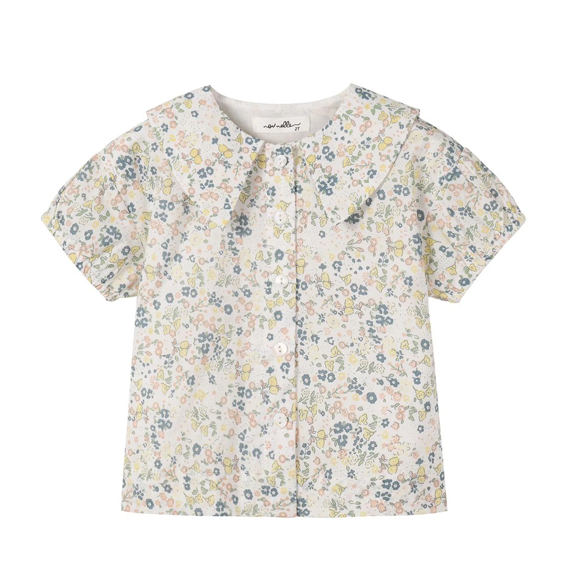 Nounelle Floral Yellow Blouse- 3/4 Sleeves - Image 2