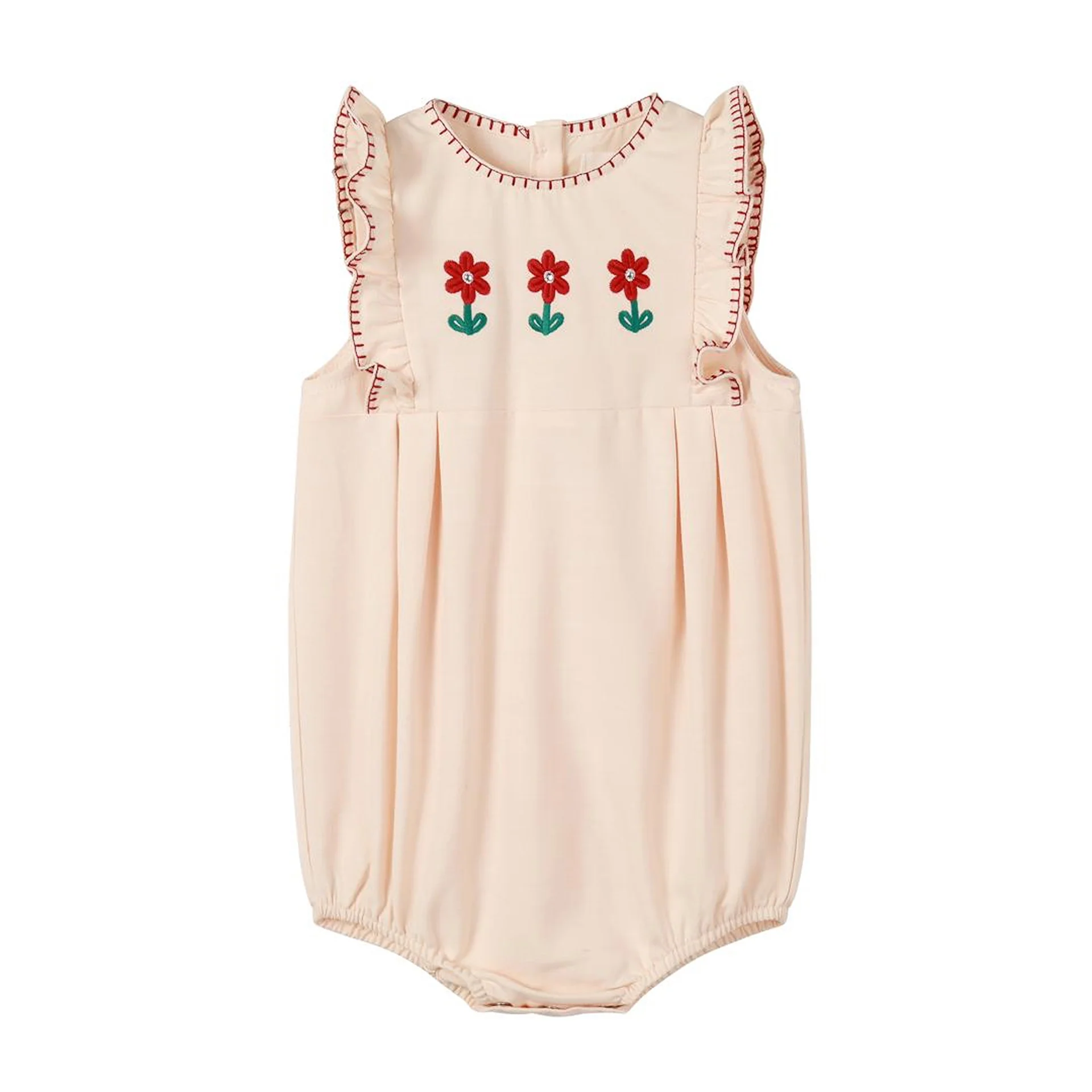 Nounelle Peach Embroidered Romper