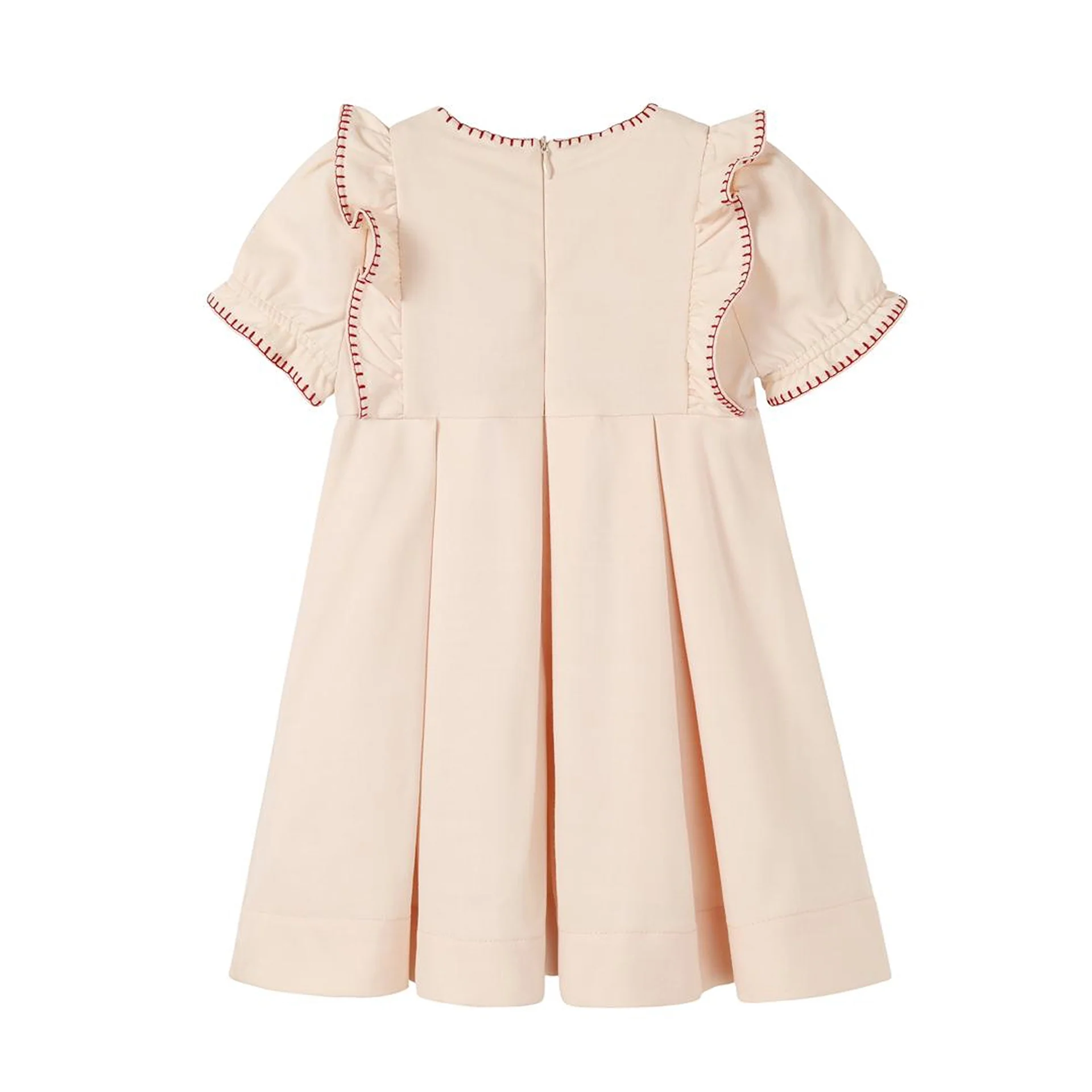 Nounelle Pleated Peach Embroidered Dress - Image 2