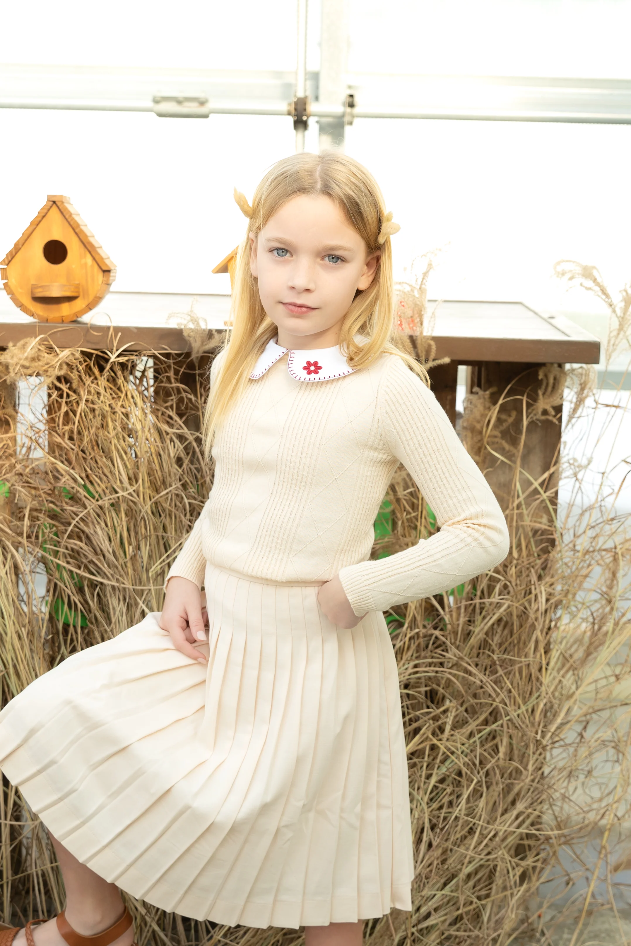 Nounelle Pleated Peach Skirt - Image 3