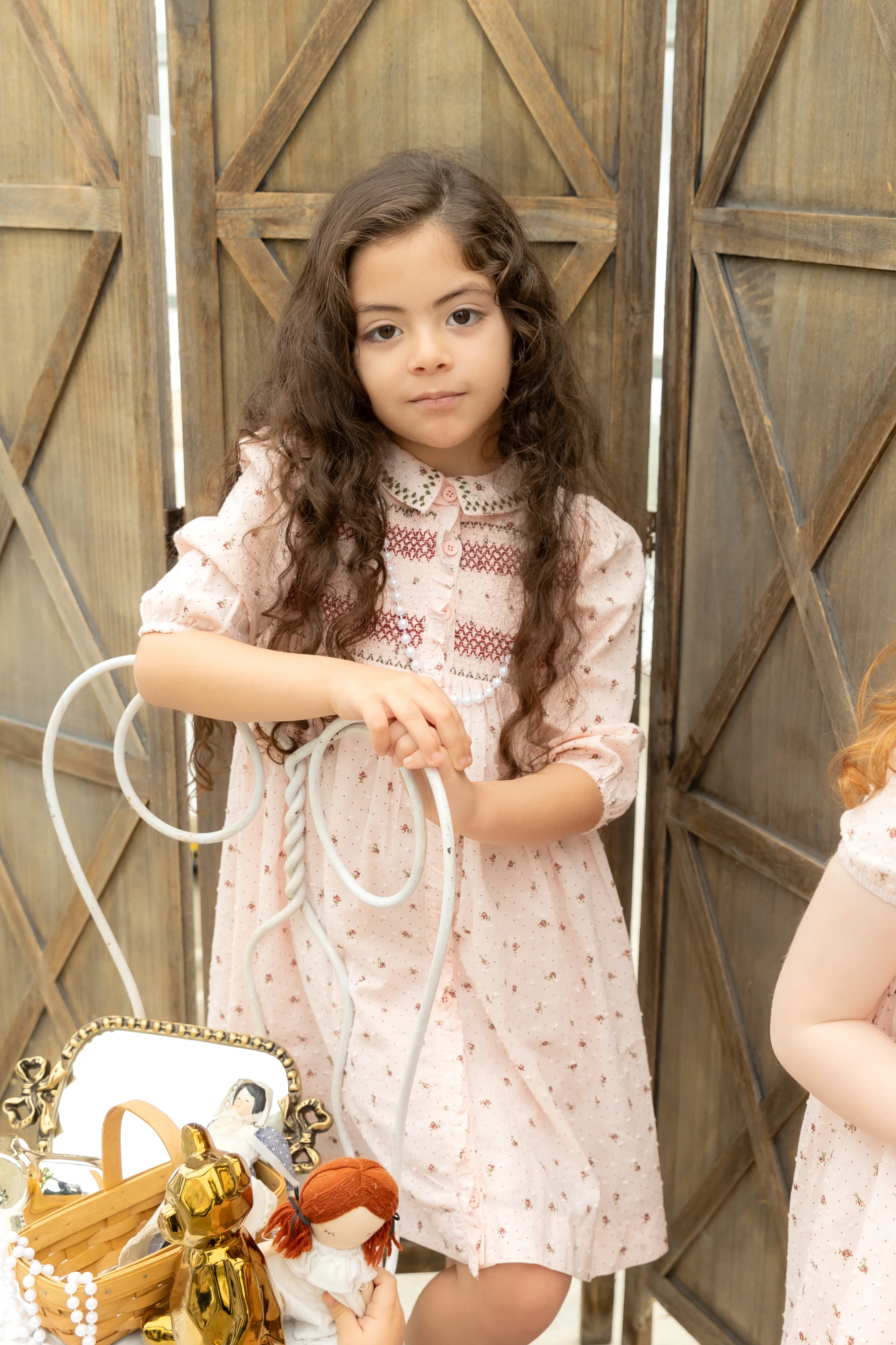 Nounelle Smocked Pink Dress 3/4 Sleeve