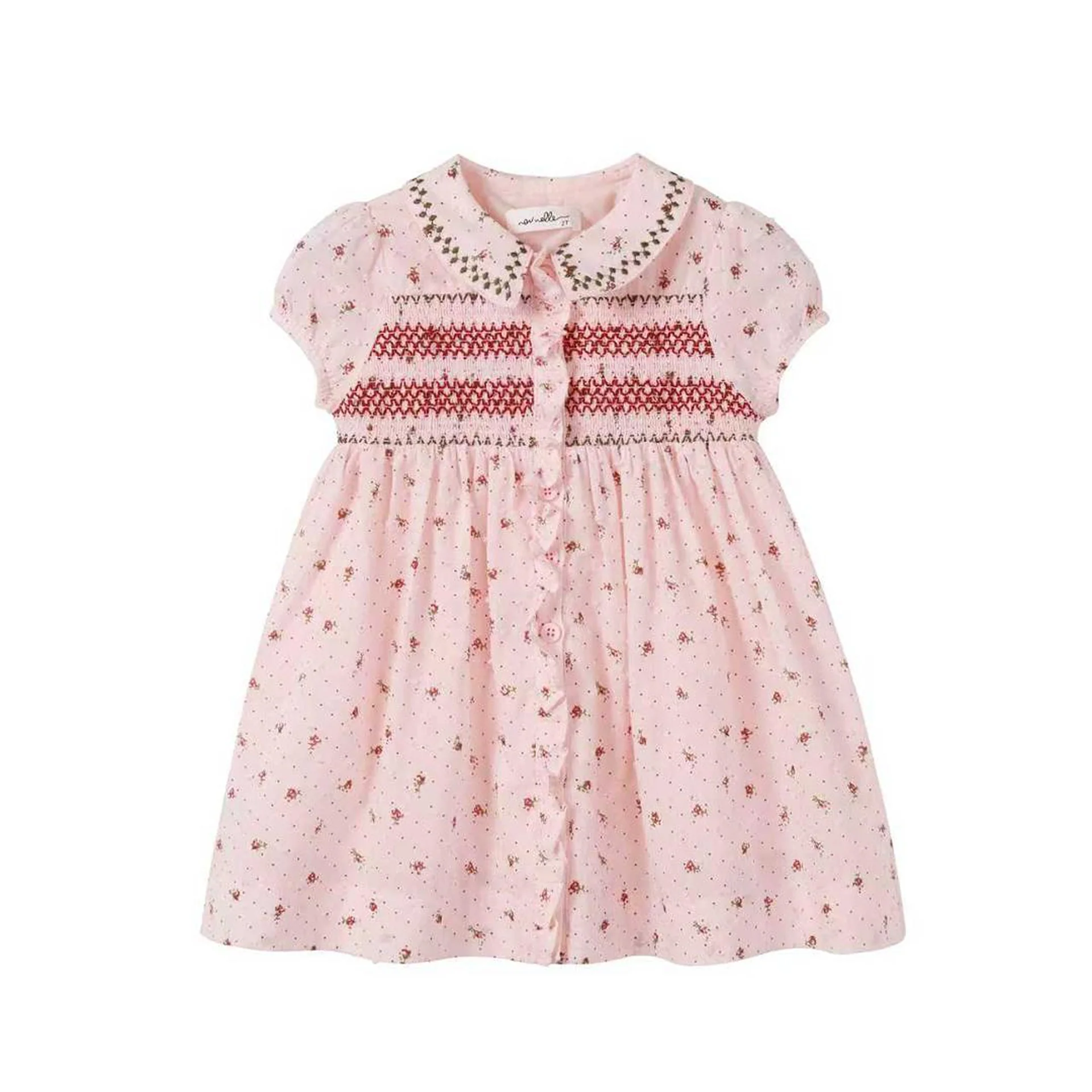 Nounelle Smocked Pink Dress 3/4 Sleeve - Image 2