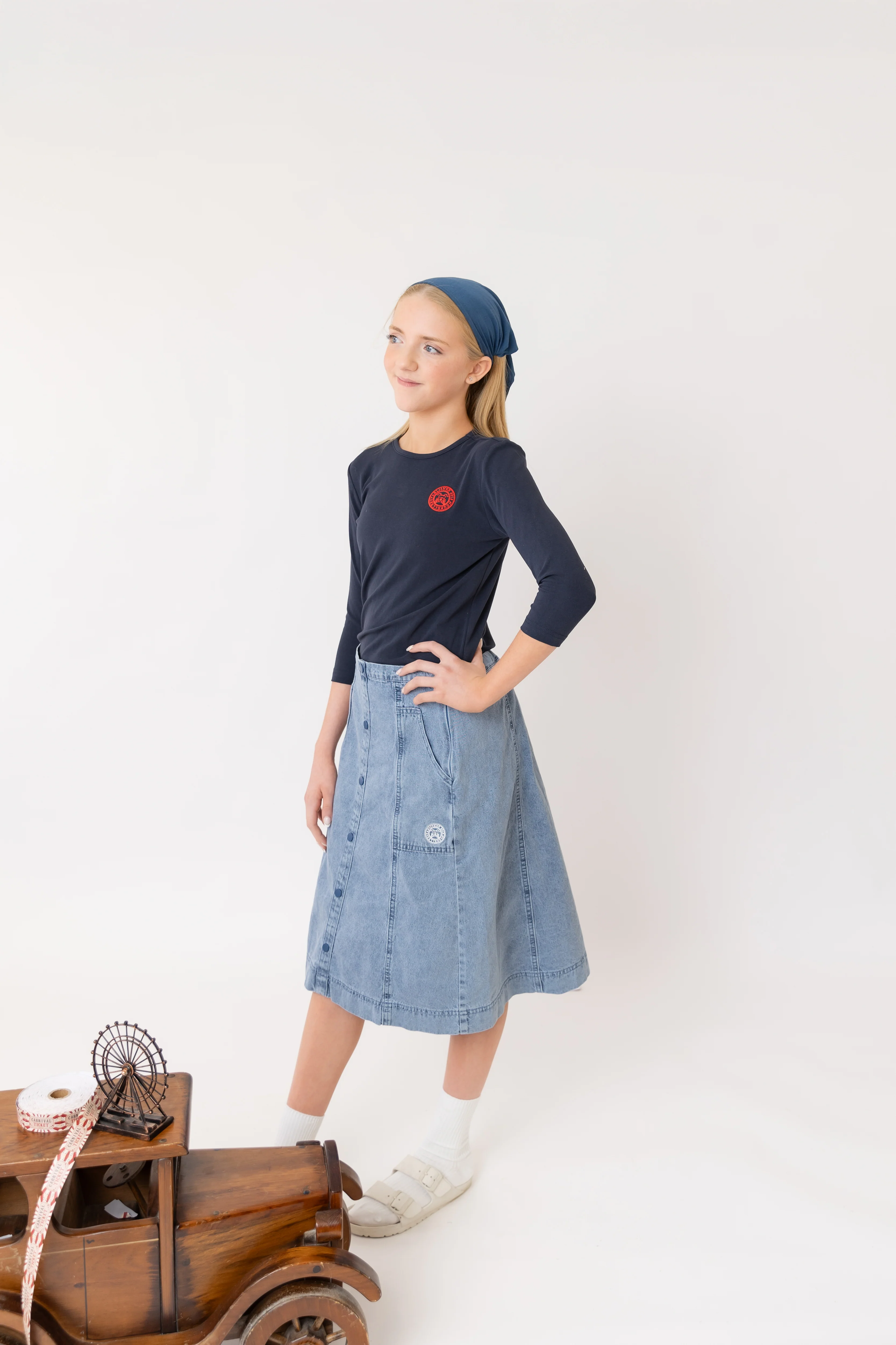Nounelle Stamp Tee Navy- 3/4 Sleeves - Image 3