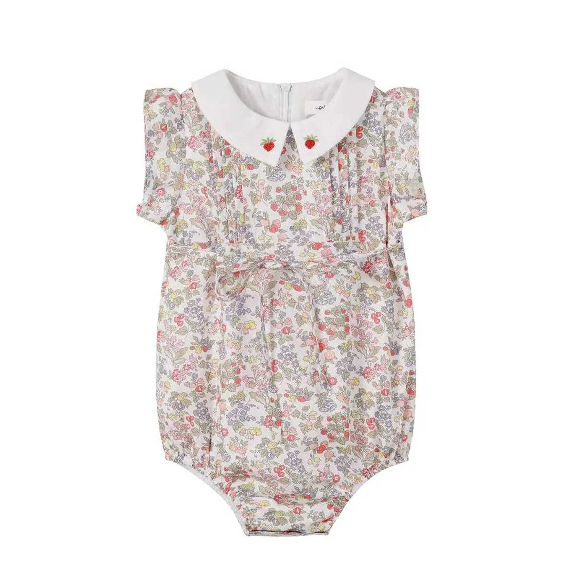 Nounelle Strawberry Embroidered Romper