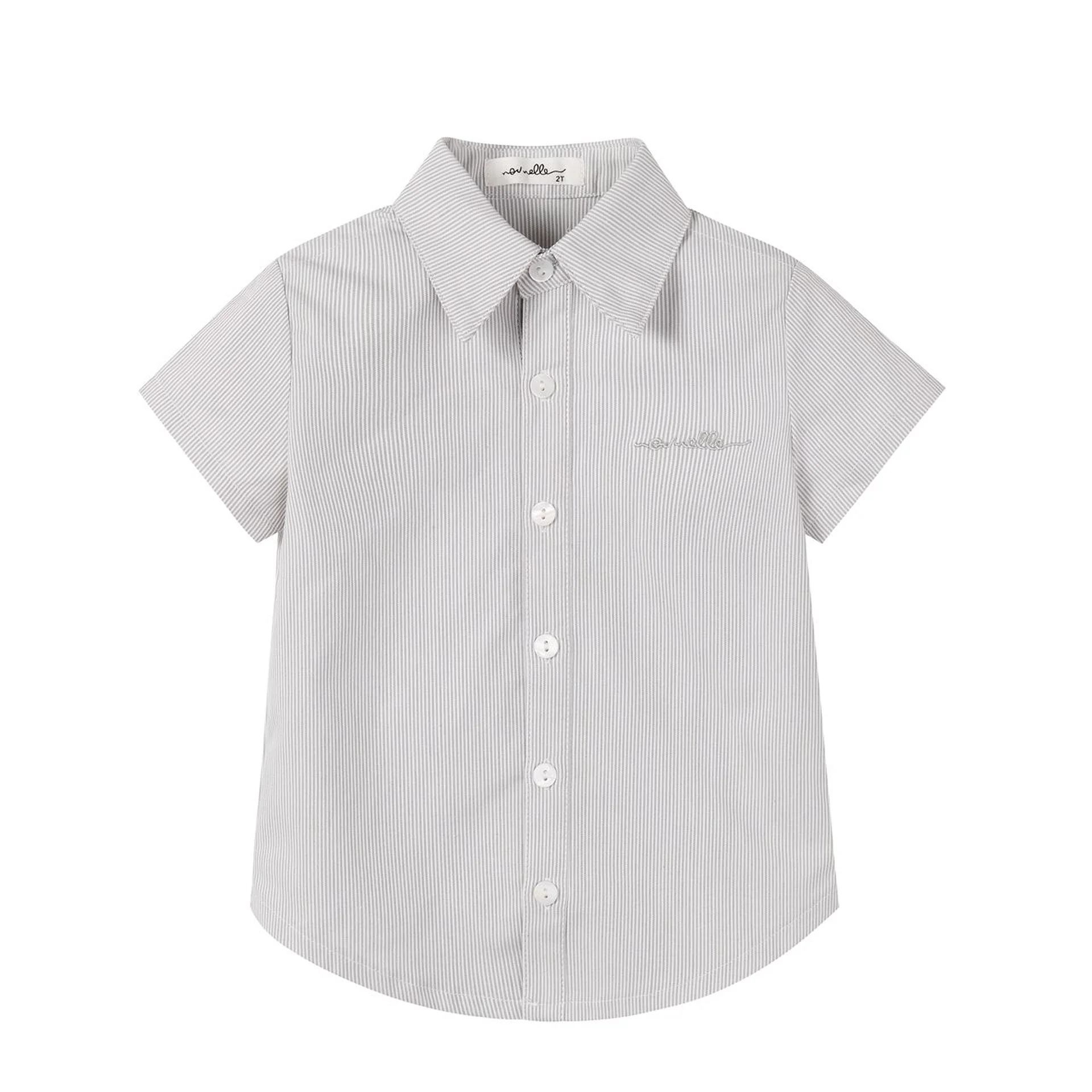 Nounelle Striped Boy Shirt Sage
