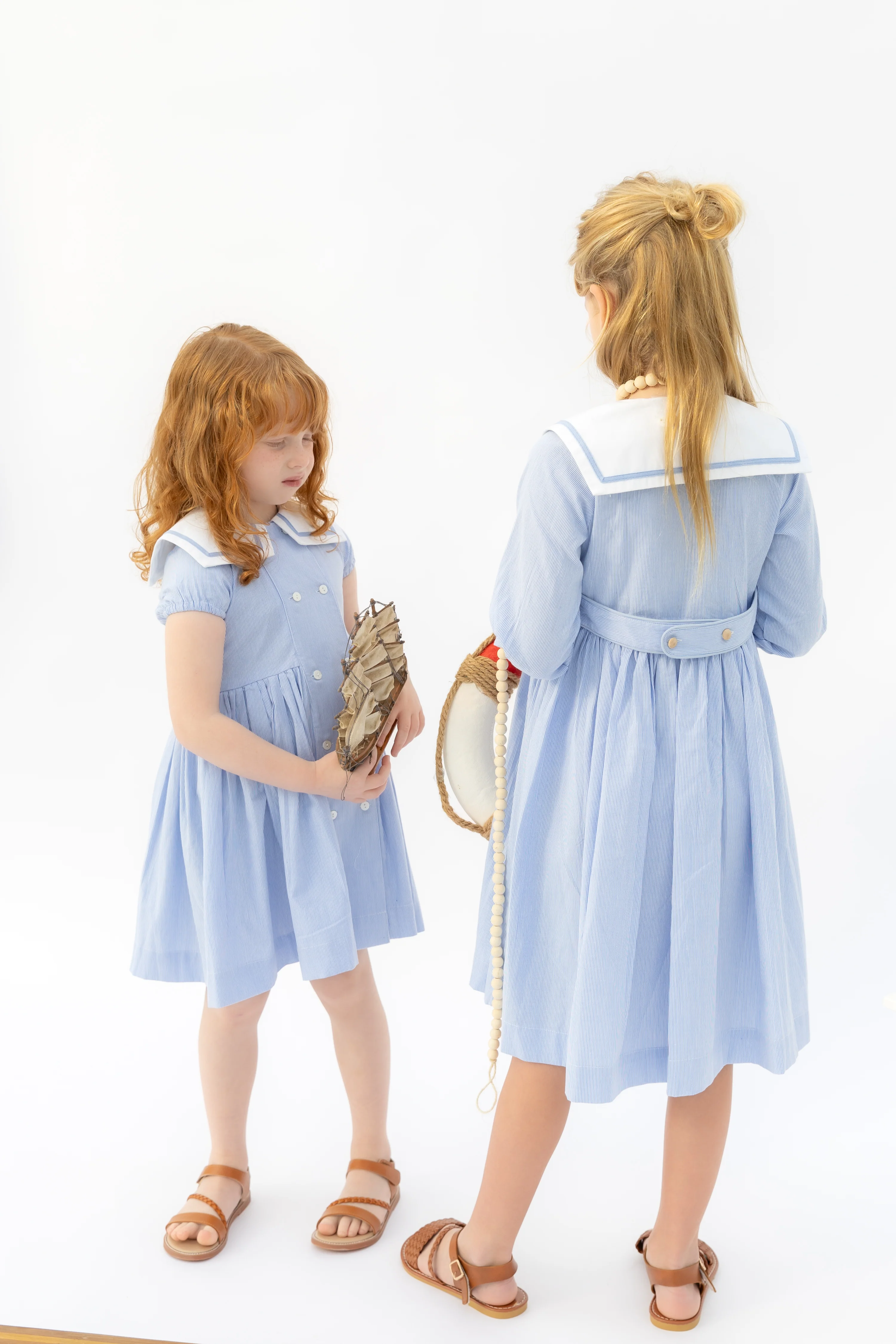 Nounelle Striped Double Breasted Dress- Short Sleeves - Image 5