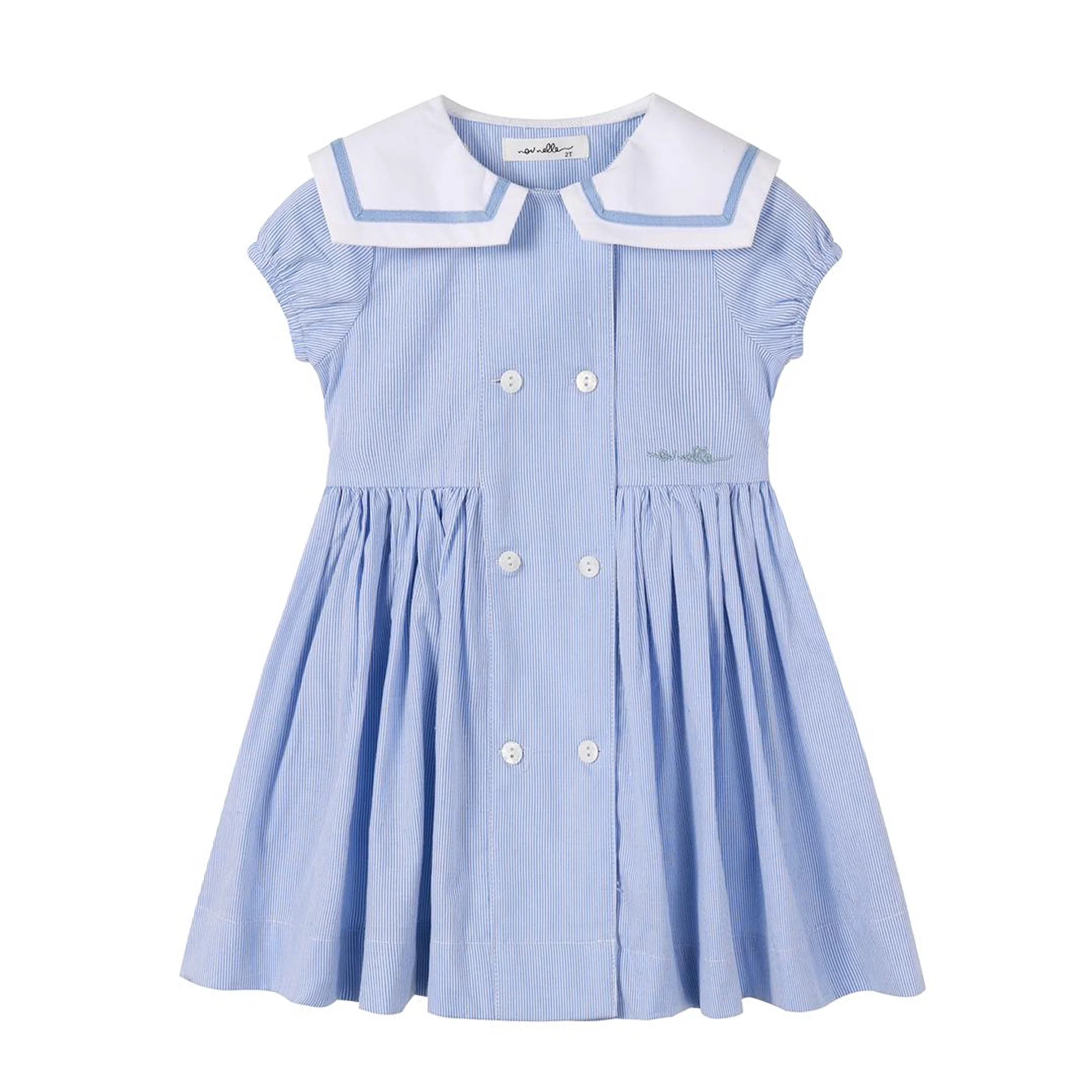 Nounelle Striped Double Breasted Dress 3/4 Sleeve - Image 2