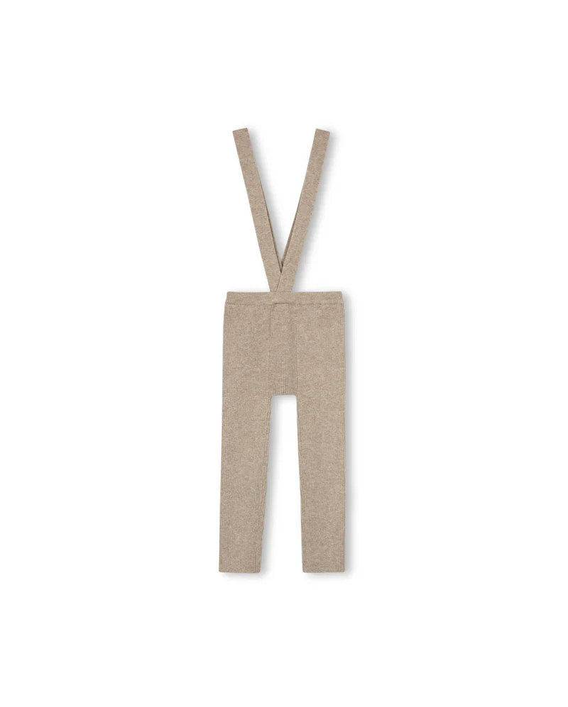 One Child Oatmeal Suspender Footless Leggings