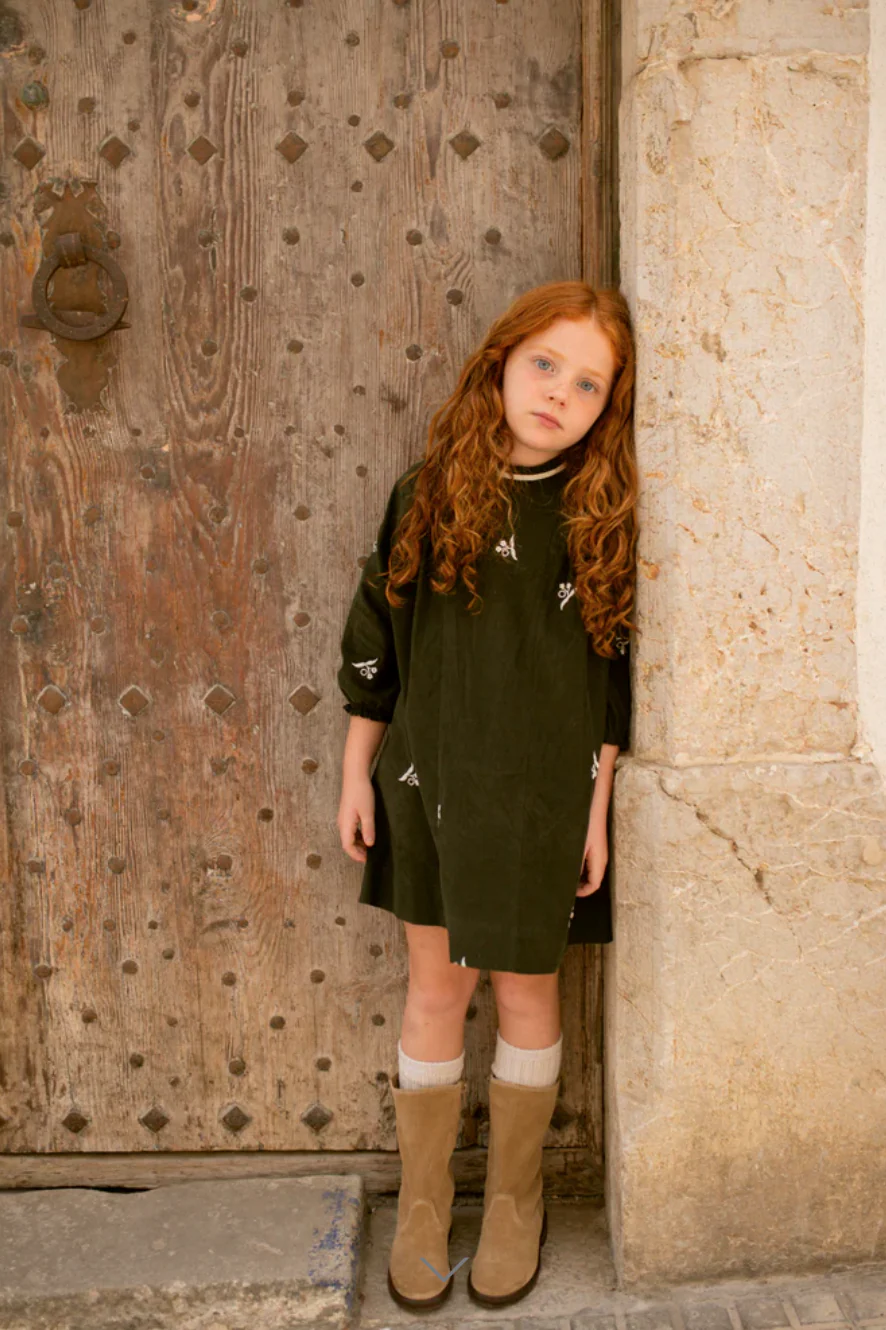 Orange Dimanche Green Corduroy Dress - Image 2