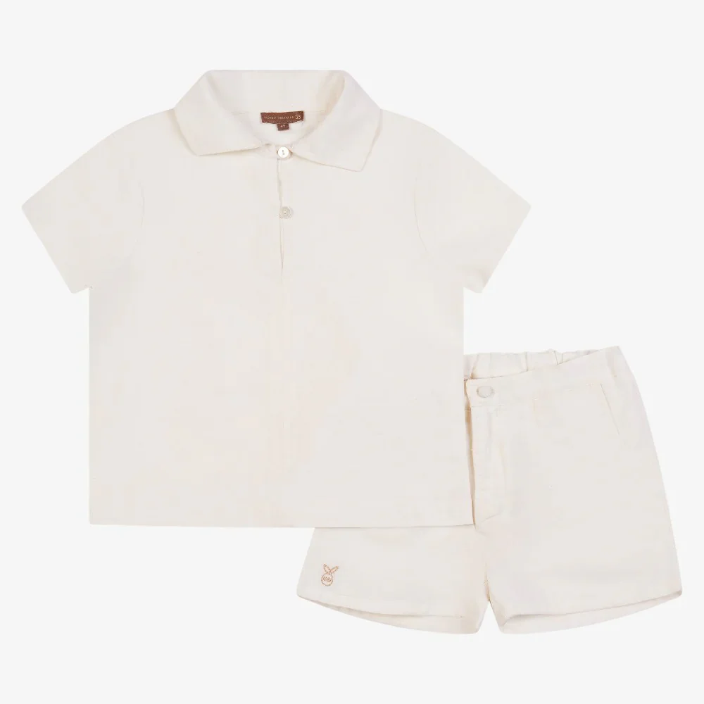 Orange Dimanche Off-Whit Linen Shirt