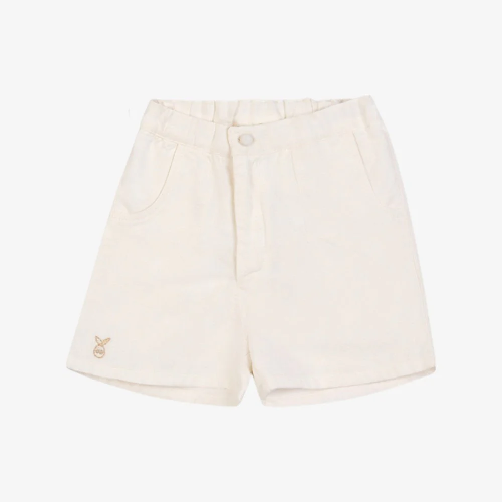 Orange Dimanche Off-White Linen Shorts
