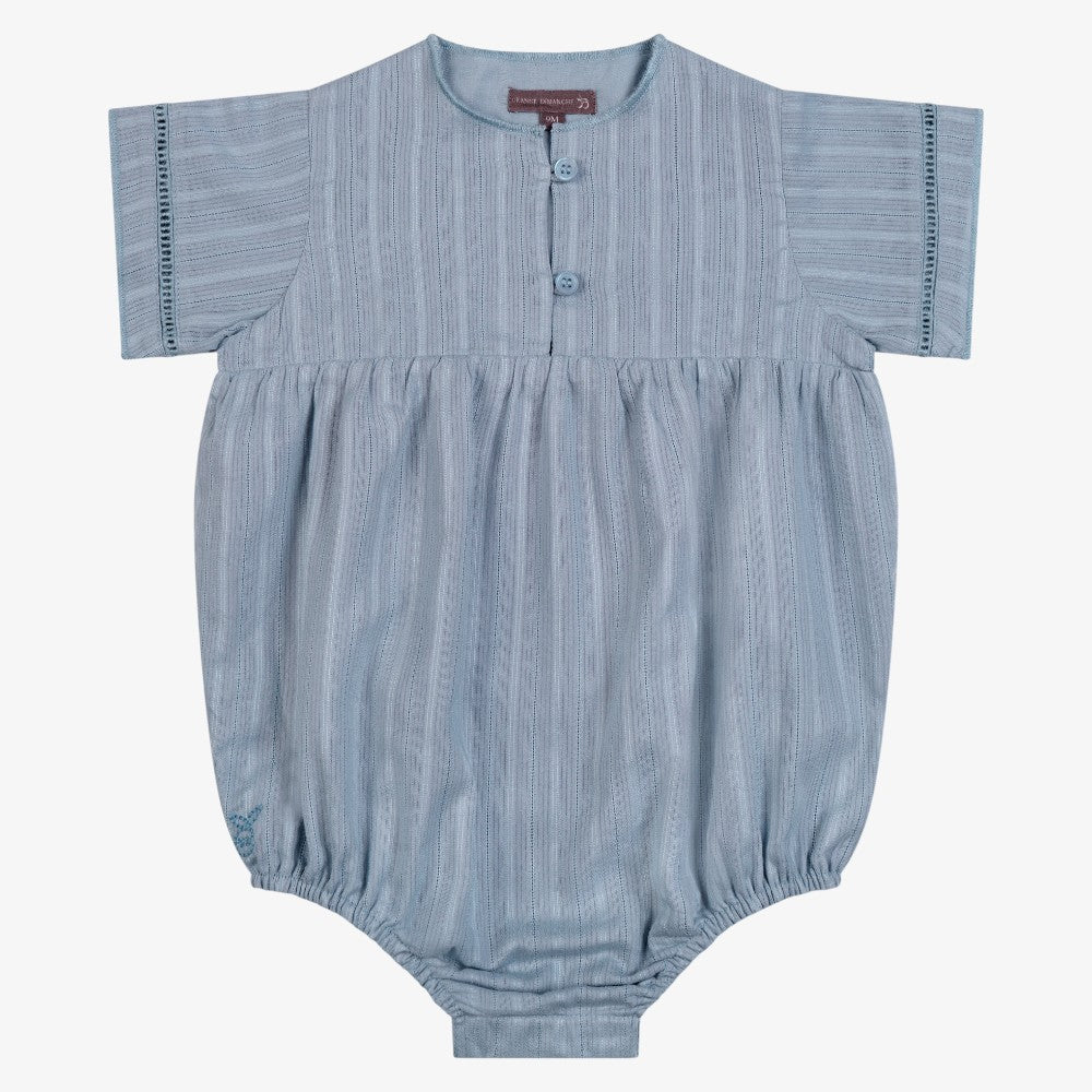 Orange Dimanche Sky Blue Textured Boy Romper