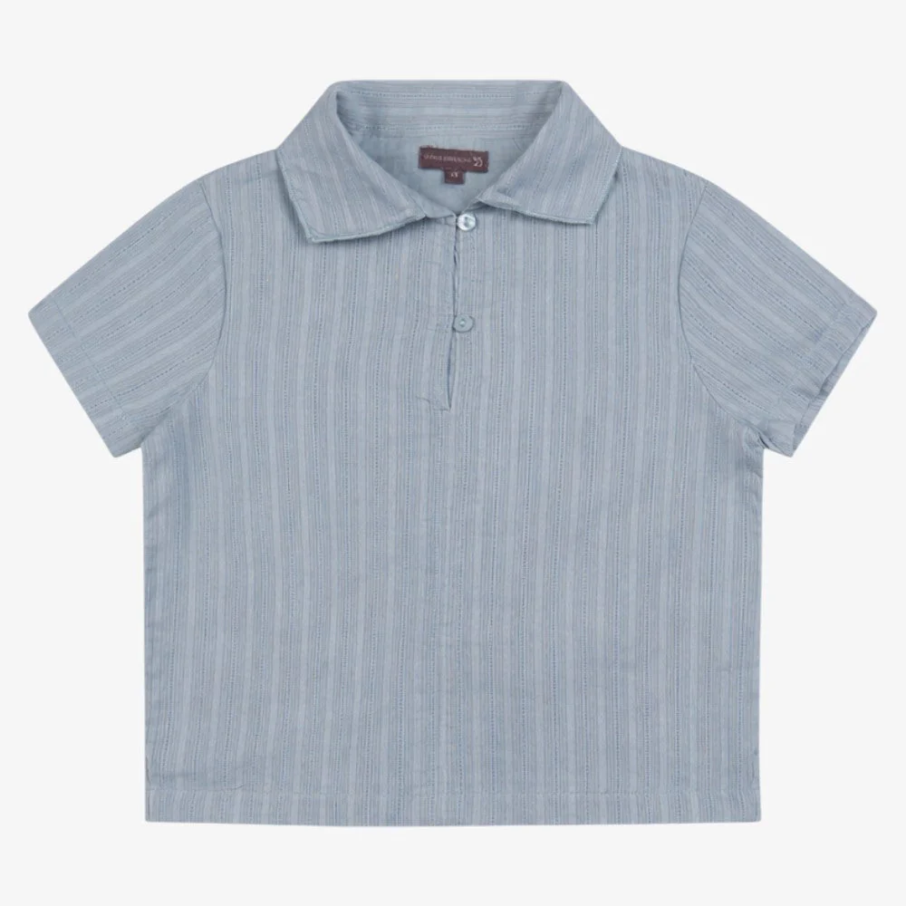 Orange Dimanche Sky Blue Textured Cotton Shirt