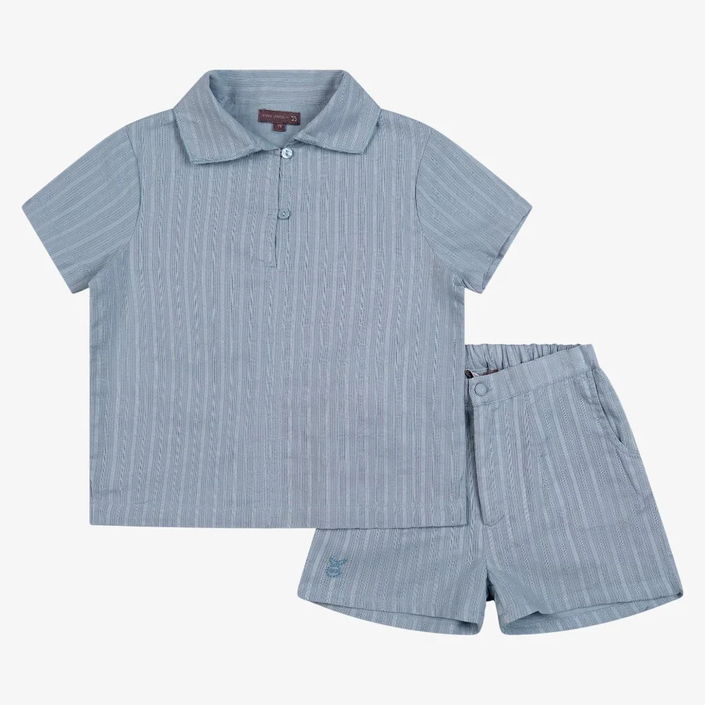 Orange Dimanche Sky Blue Textured Cotton Shirt - Image 2