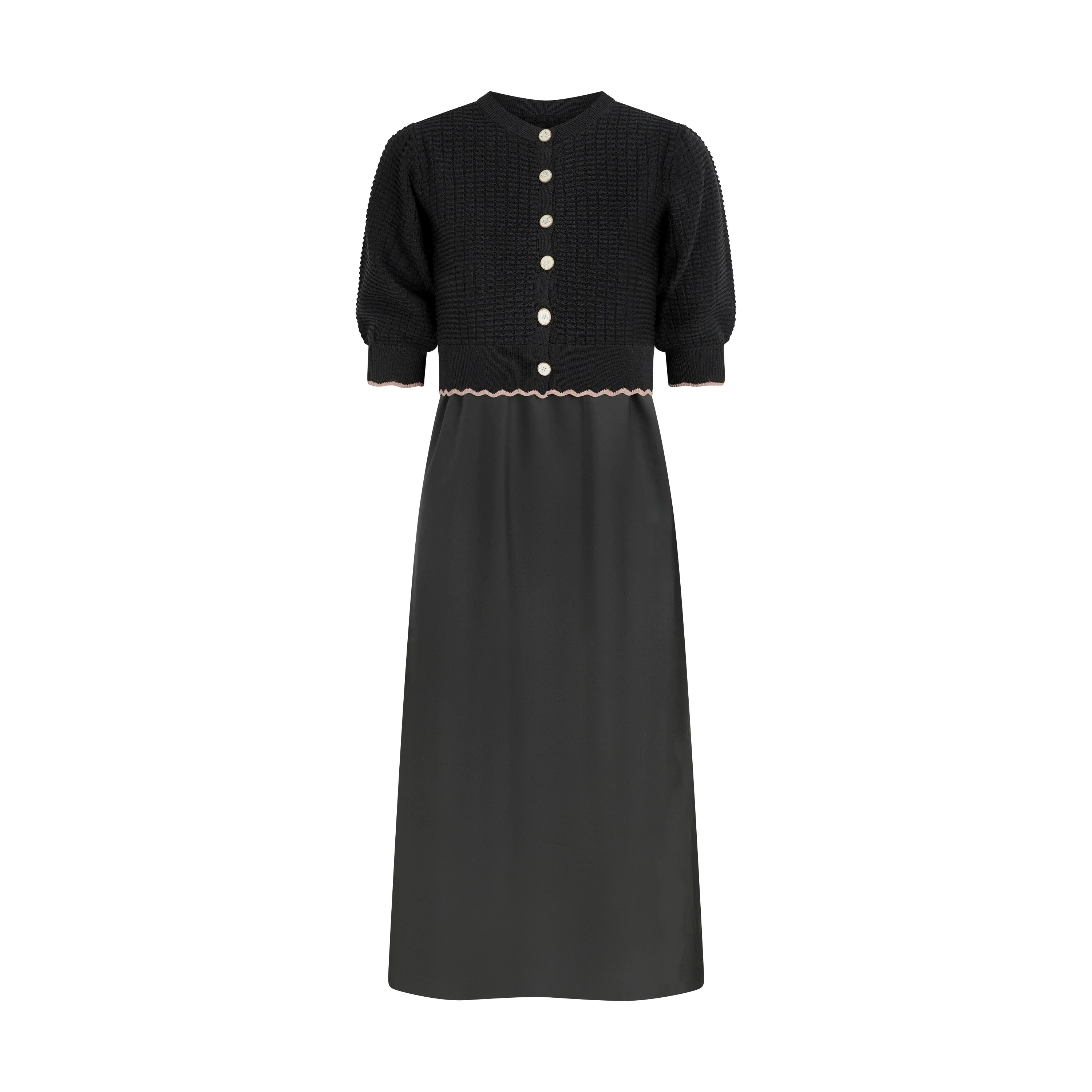 Pashmini Black Abigail Scalloped Cardigan Maxi