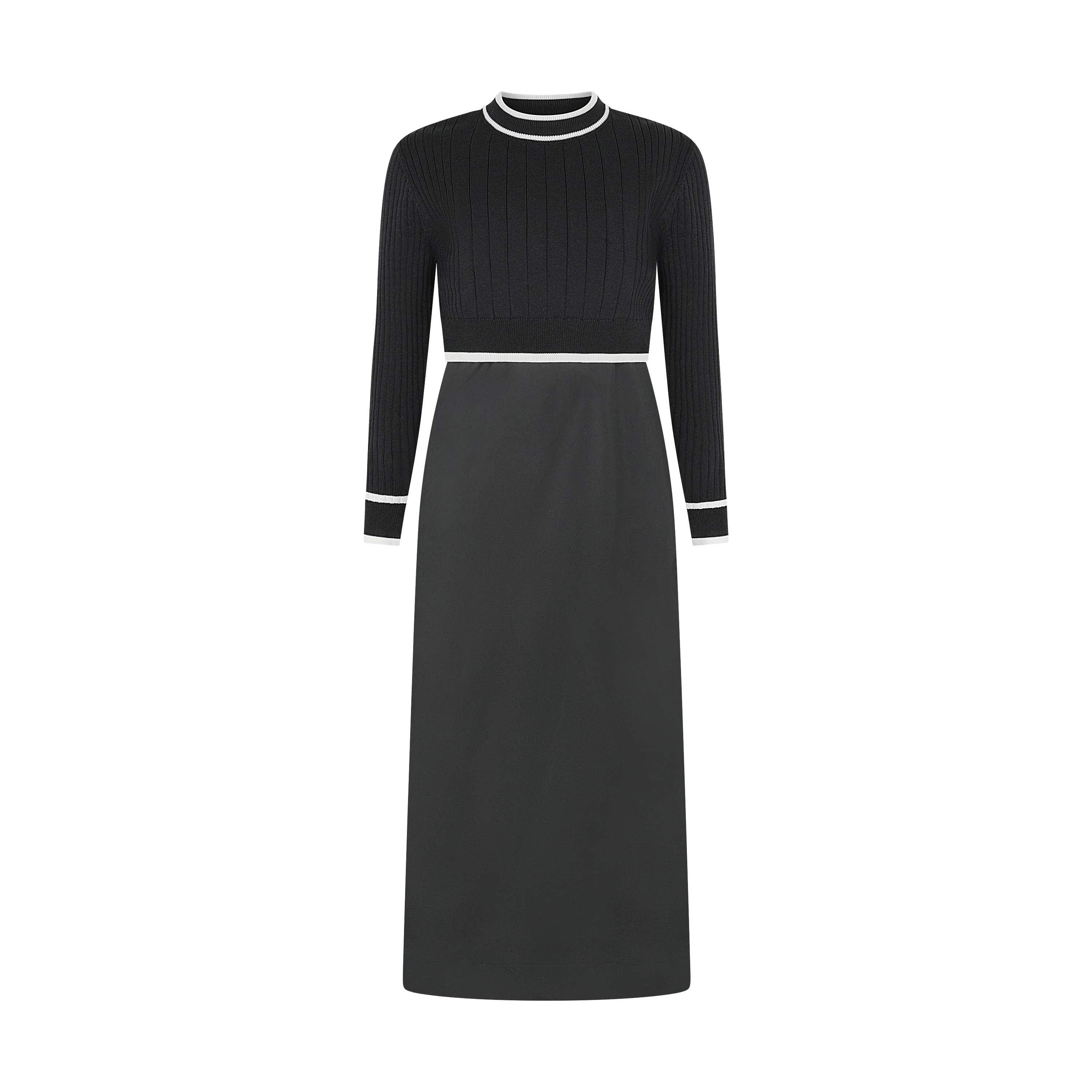 Pashmini Black Grace Ribbed Knit Overlay Set