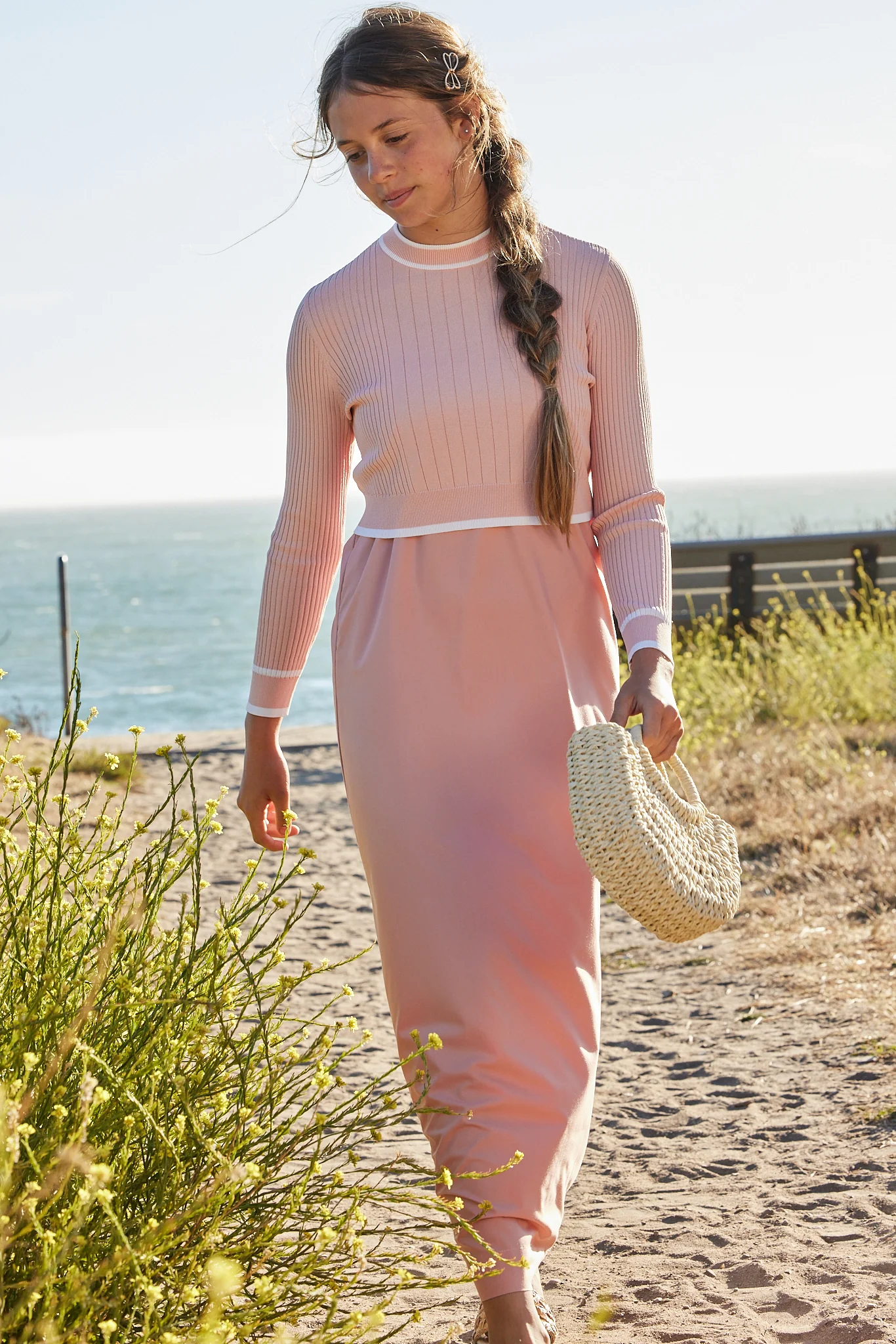 Pashmini Coral Grace Ribbed Knit Overlay Set - Image 2