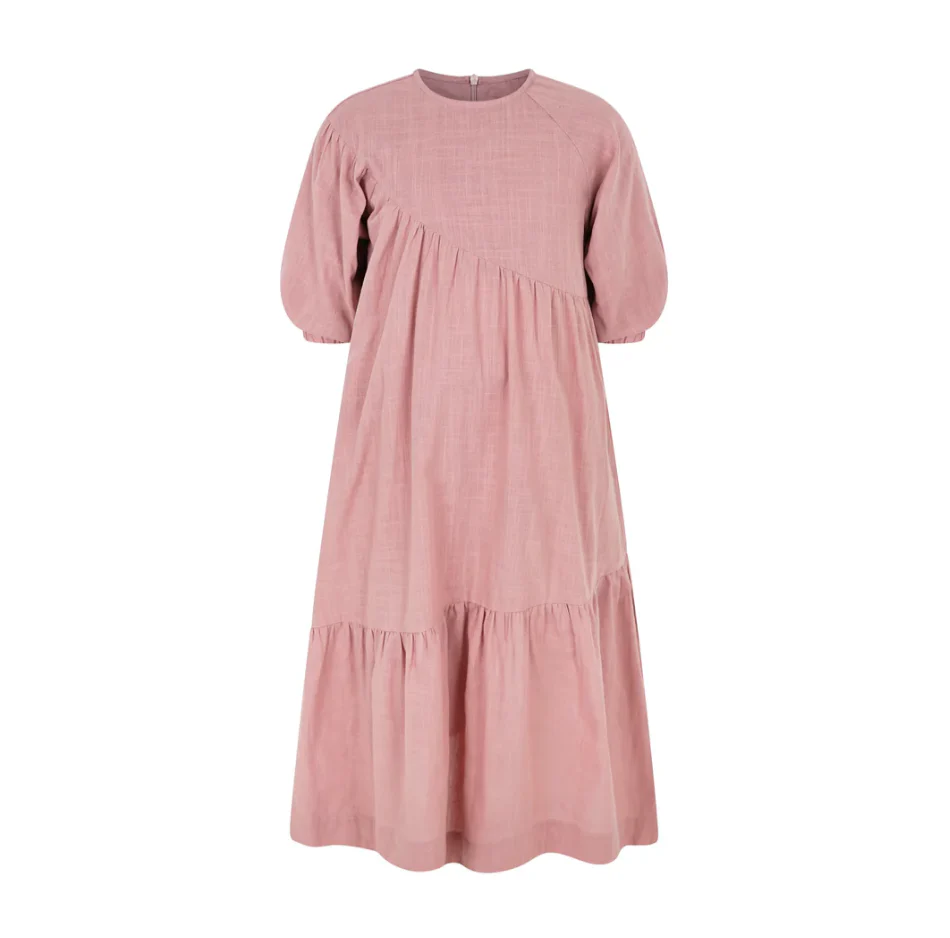 Pashmini Pink Charolotte Diagonal Ruffle Maxi