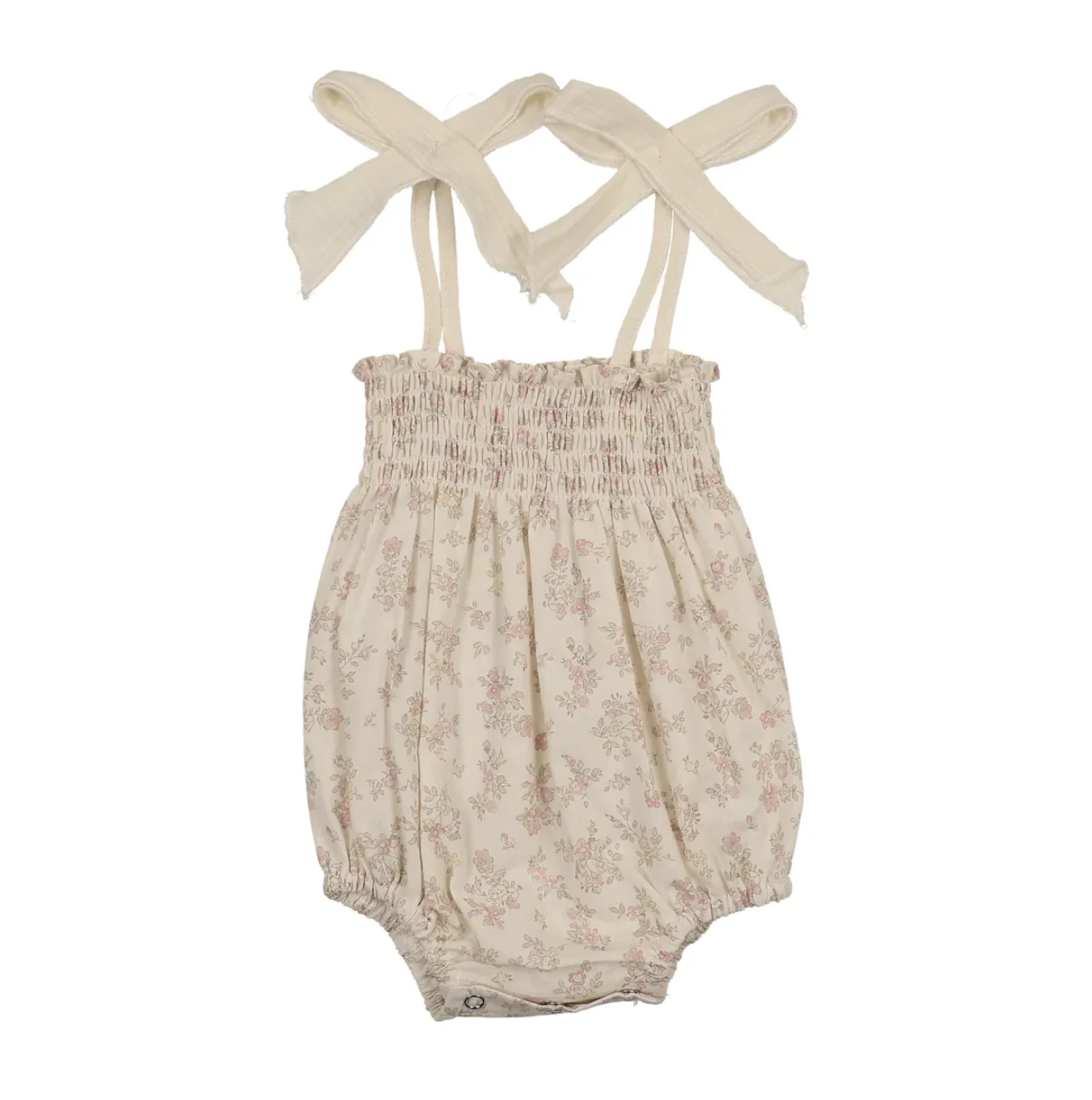 Bonjoy Pastel Garden Smocked Romper - Cream Floral