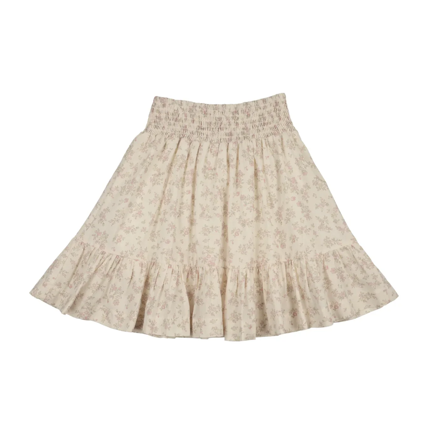 Bonjoy Pastel Garden Smocked Shirt + Skirt Set - Cream Floral