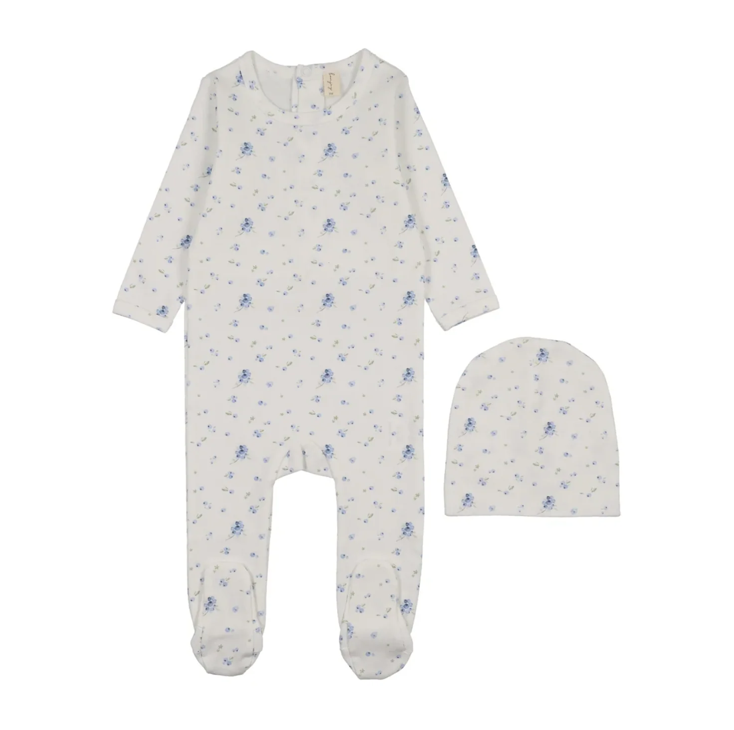 Bonjoy Patterned Fruit Footie Set - Whimsical Blueberry