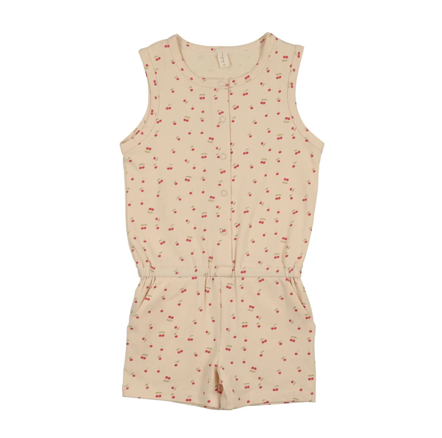 Bonjoy Patterned Fruit Shorts Romper - Whimsical Pink Berry
