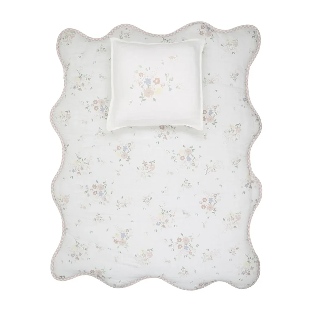 Peluche Gingham Pink Floral Filled Bamboo + Pillow Case And Pillow