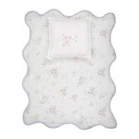 Peluche Gingham Blue Floral Filled Bamboo + Pillow Case And Pillow