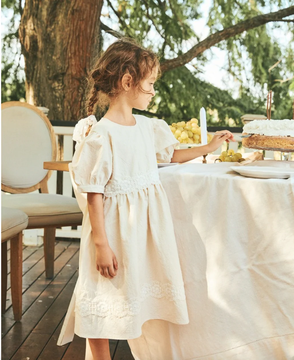Pernille Gloria Light Beige Dress With Embroidered Flower Lace - Image 2