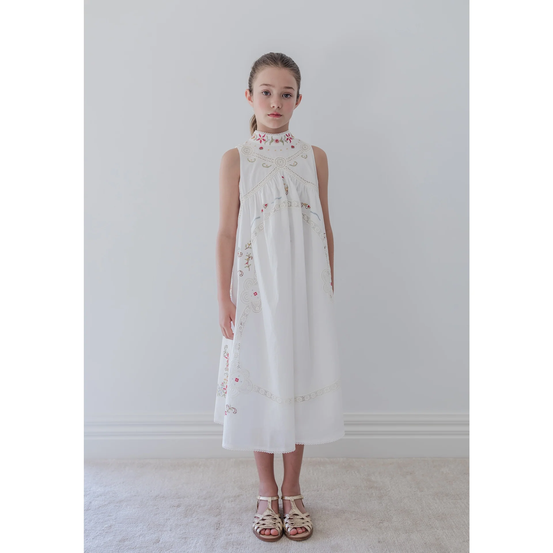 Petite Amalie Cross Stitch Sleeveless Dress - Image 4