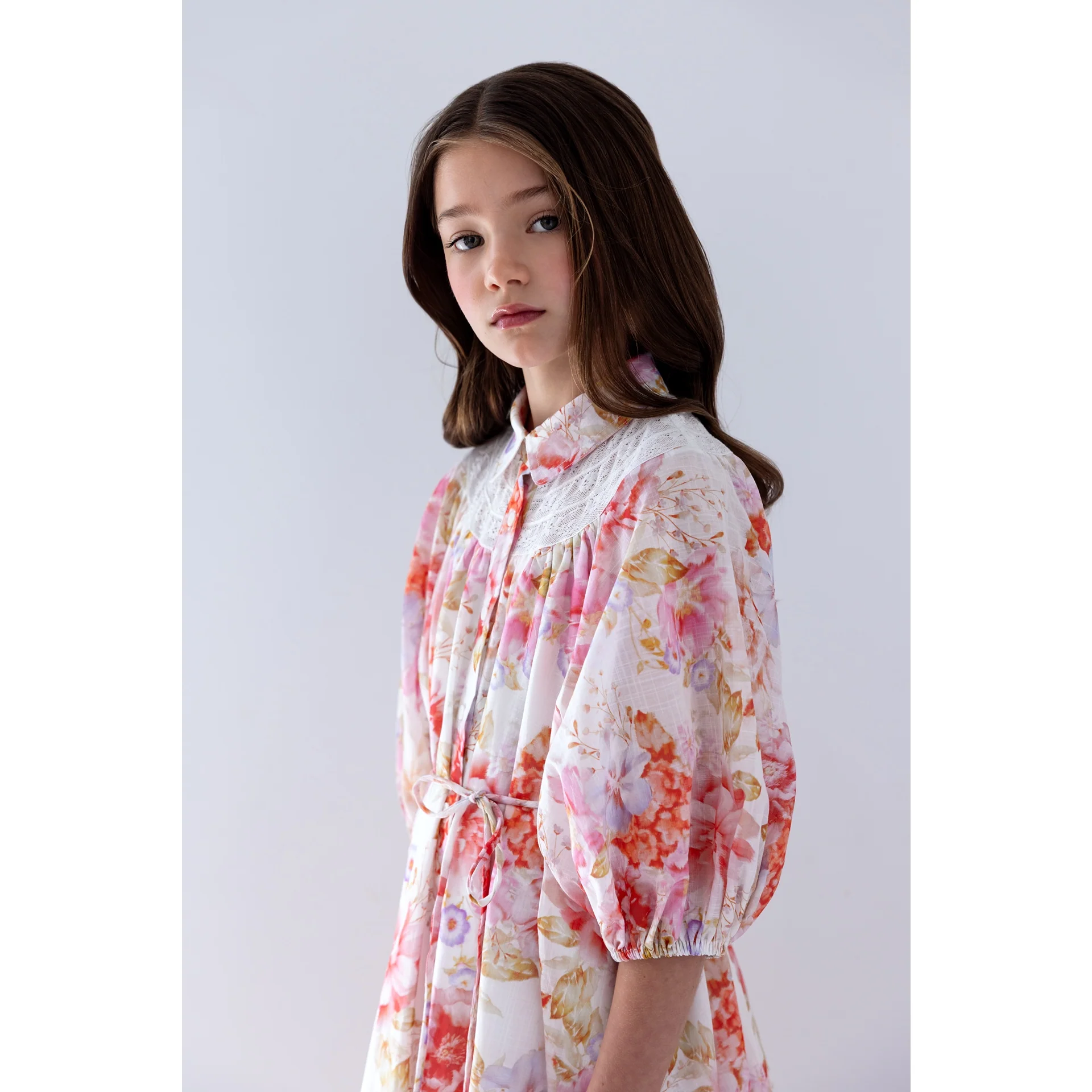 Petite Amalie Delicate Bouquet Dress With Lace Yoke (1493) - Image 3