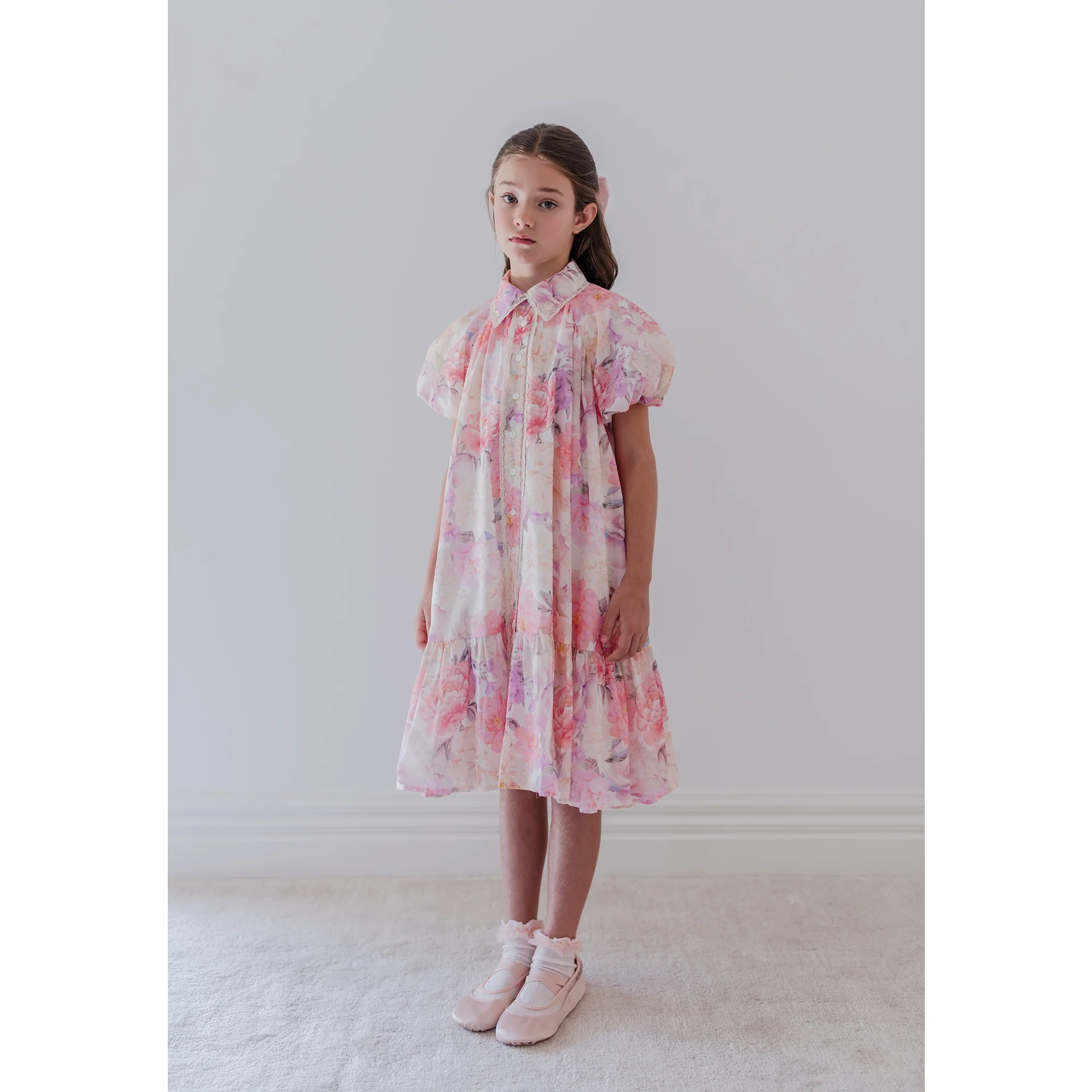 Petite Amalie Elbow Slv Dahlia Print Shirt Dress (1392 ELBOW)