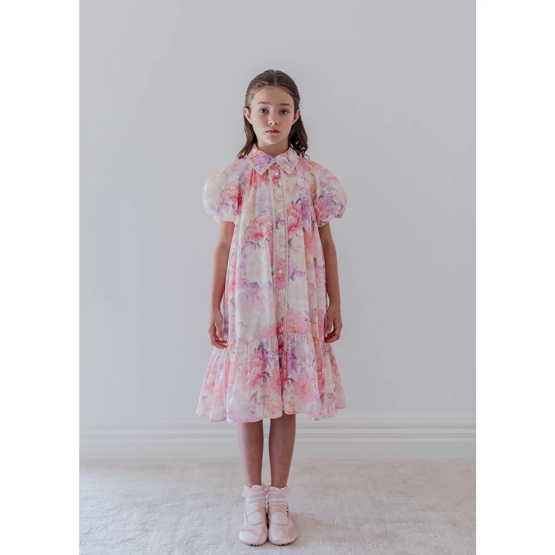 Petite Amalie Elbow Slv Dahlia Print Shirt Dress (1392 ELBOW) - Image 3