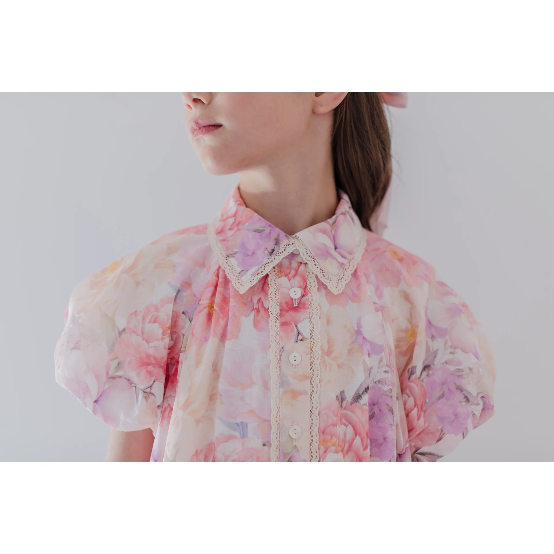 Petite Amalie Elbow Slv Dahlia Print Shirt Dress (1392 ELBOW) - Image 4