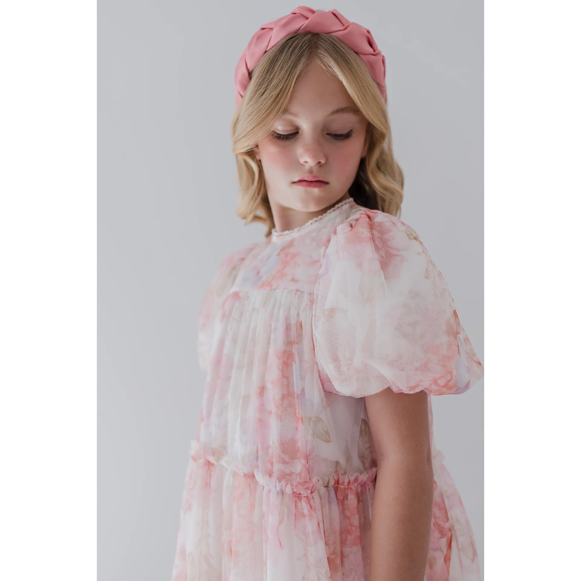 Petite Amalie Elbow Slv Delicate Bouquet Tulle Dress (1376 ELBOW) - Image 3