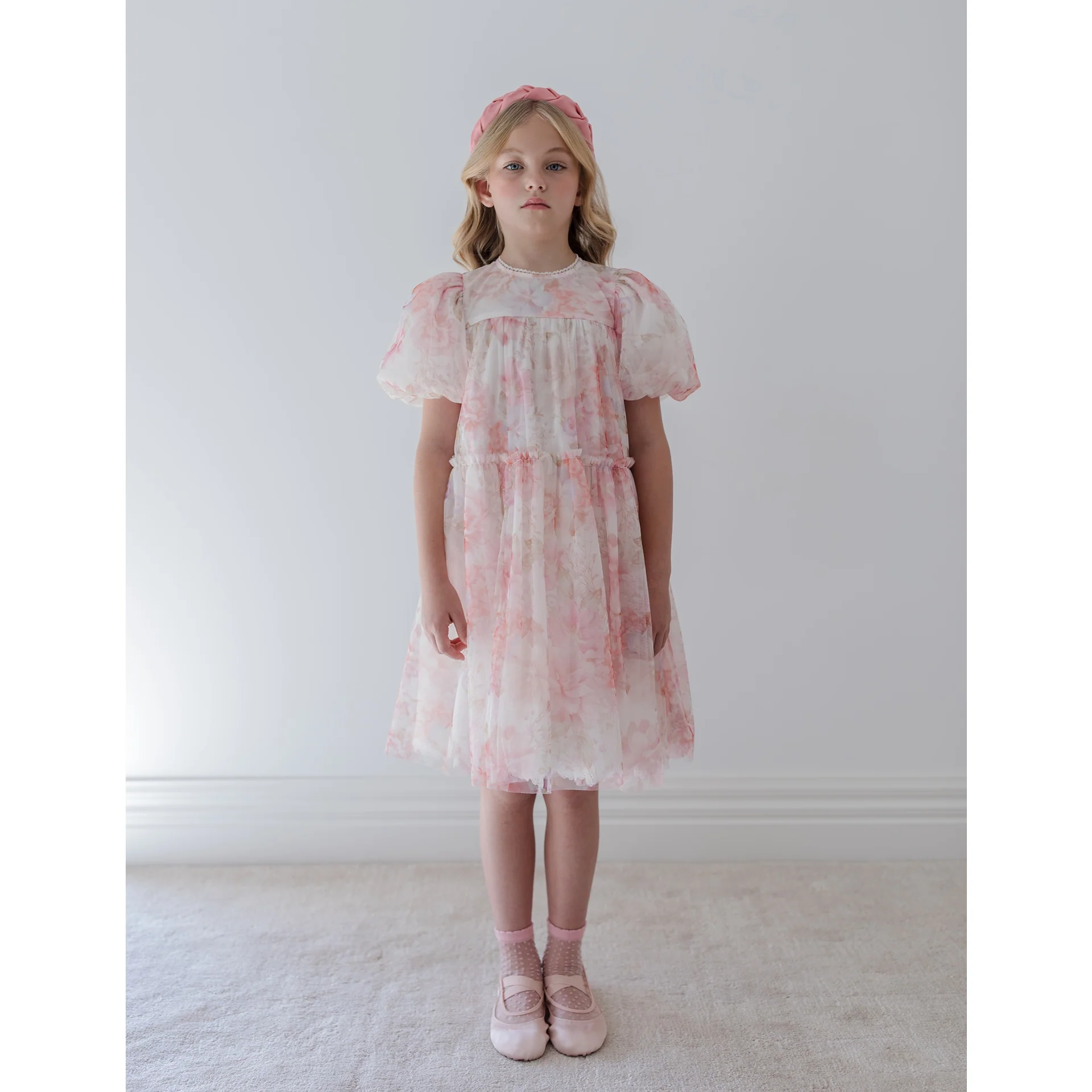 Petite Amalie Elbow Slv Delicate Bouquet Tulle Dress (1376 ELBOW) - Image 4