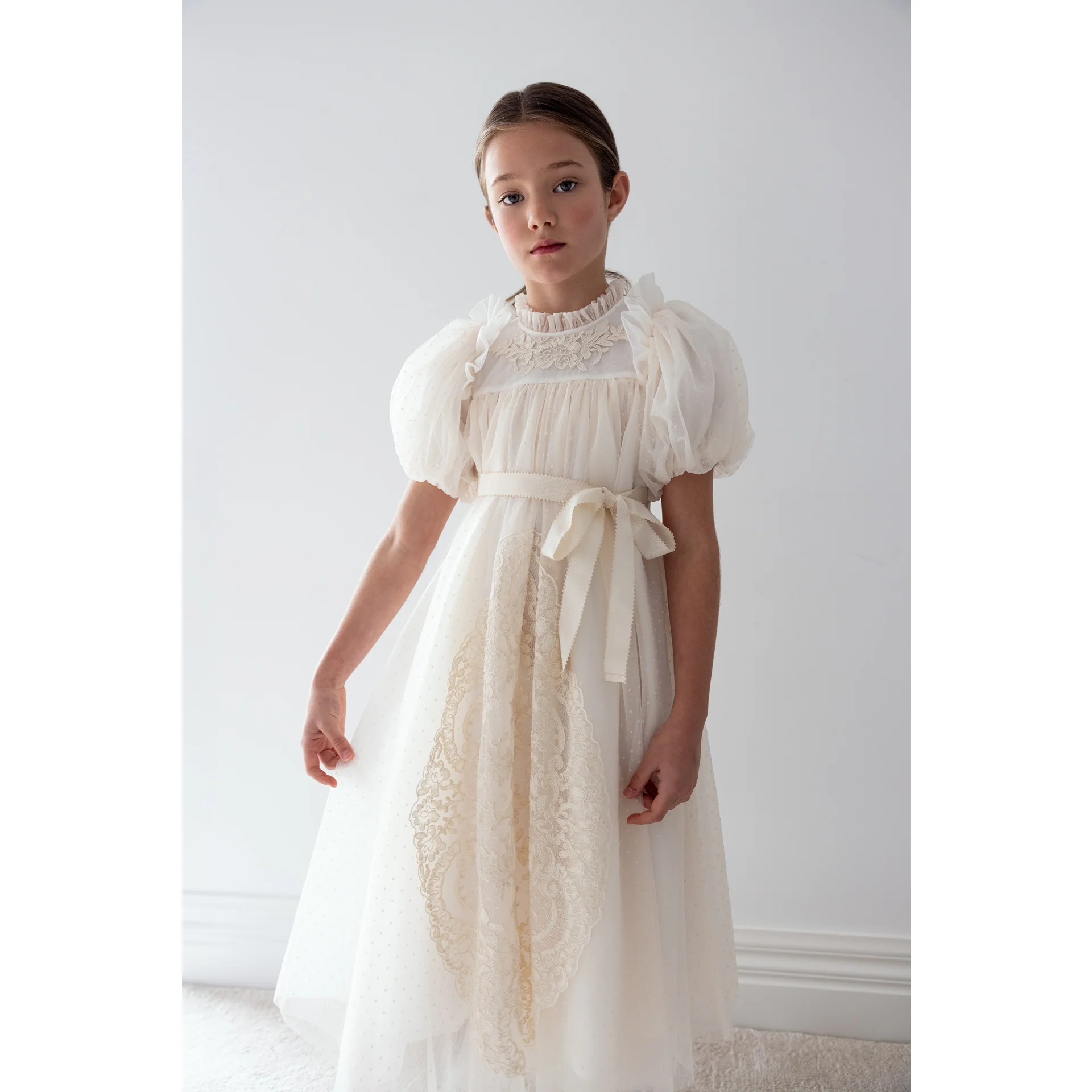 Petite Amalie Elbow Slv Vintage Doily Lace Tulle Dress - Image 2