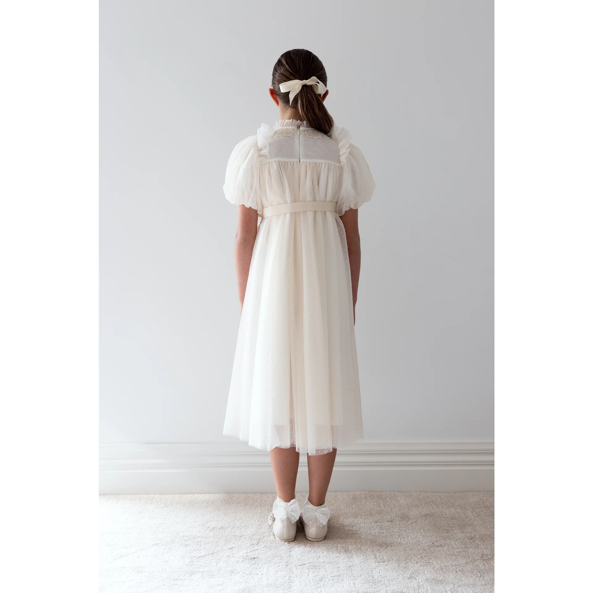 Petite Amalie Elbow Slv Vintage Doily Lace Tulle Dress - Image 3