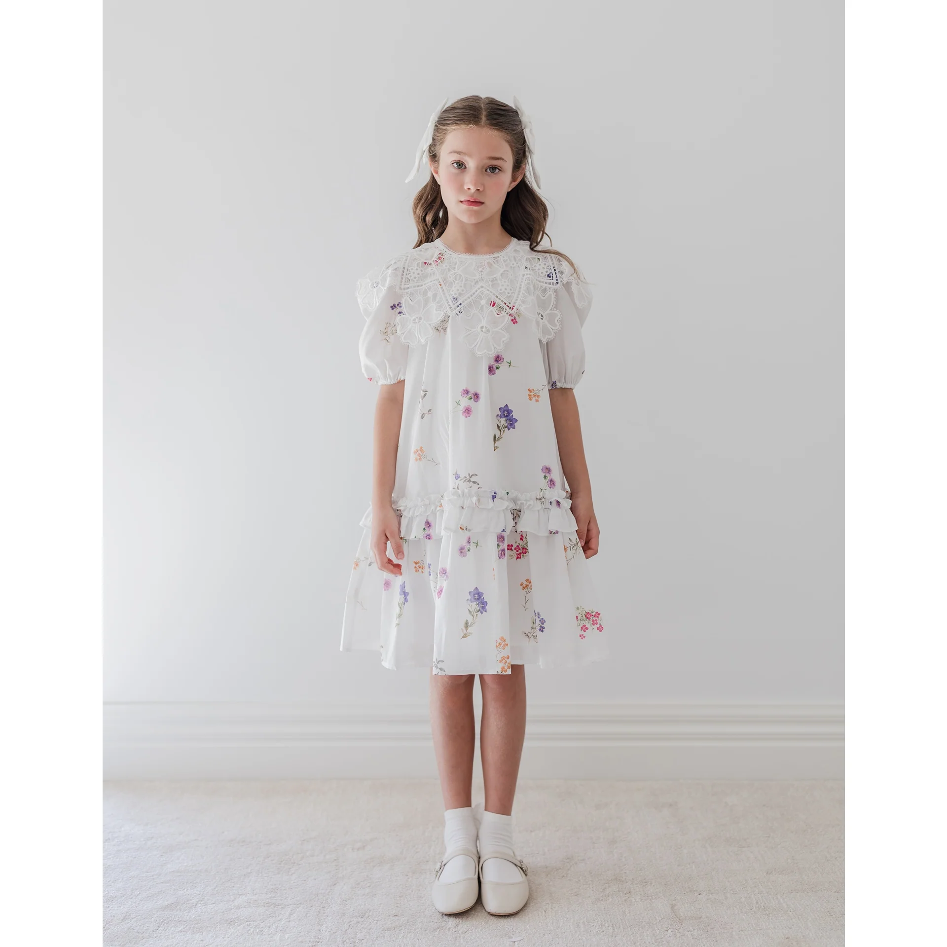 Petite Amalie Floral Sketch Collar Dress (1402)