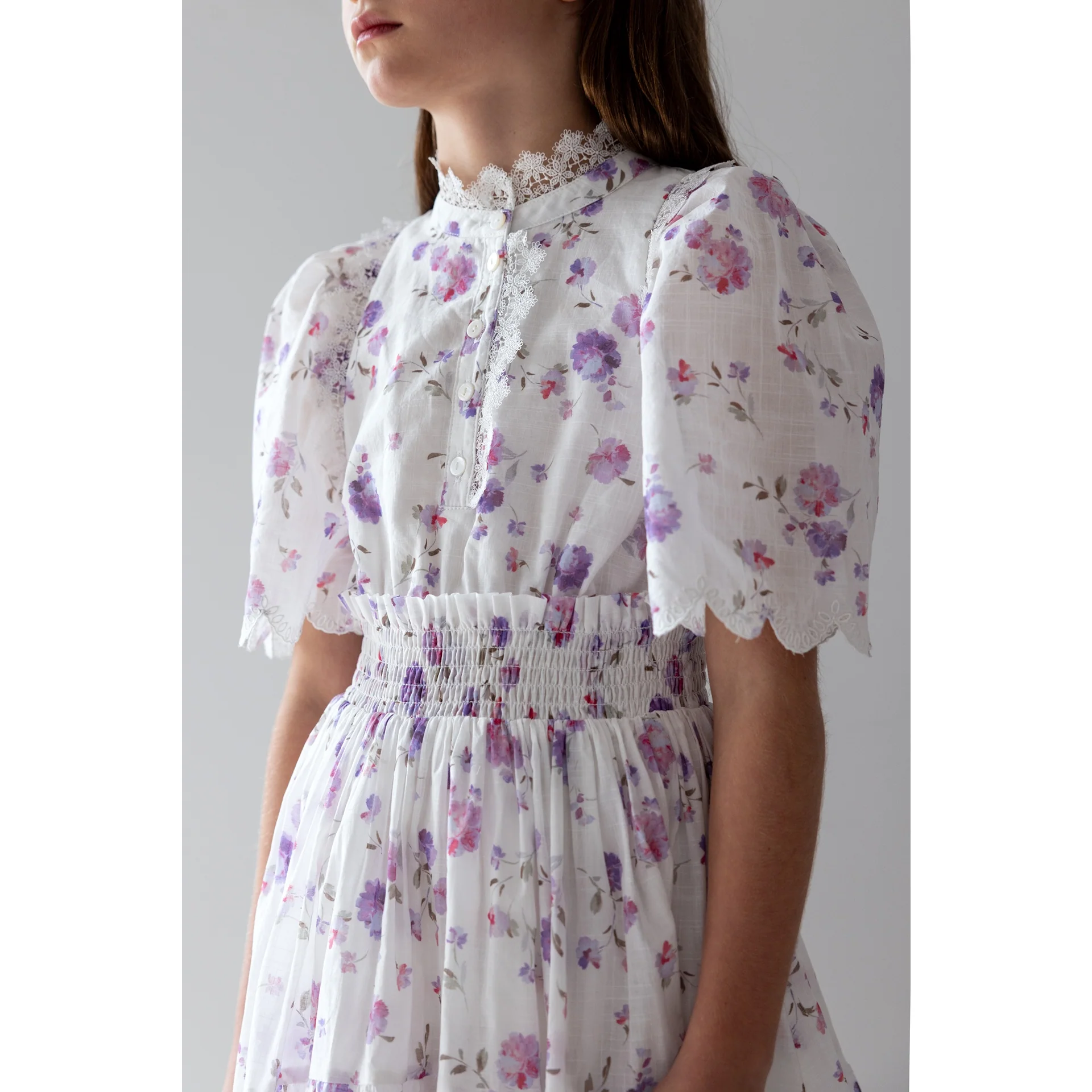 Petite Amalie Lilac Floral Shirred Waist Dress - Image 2