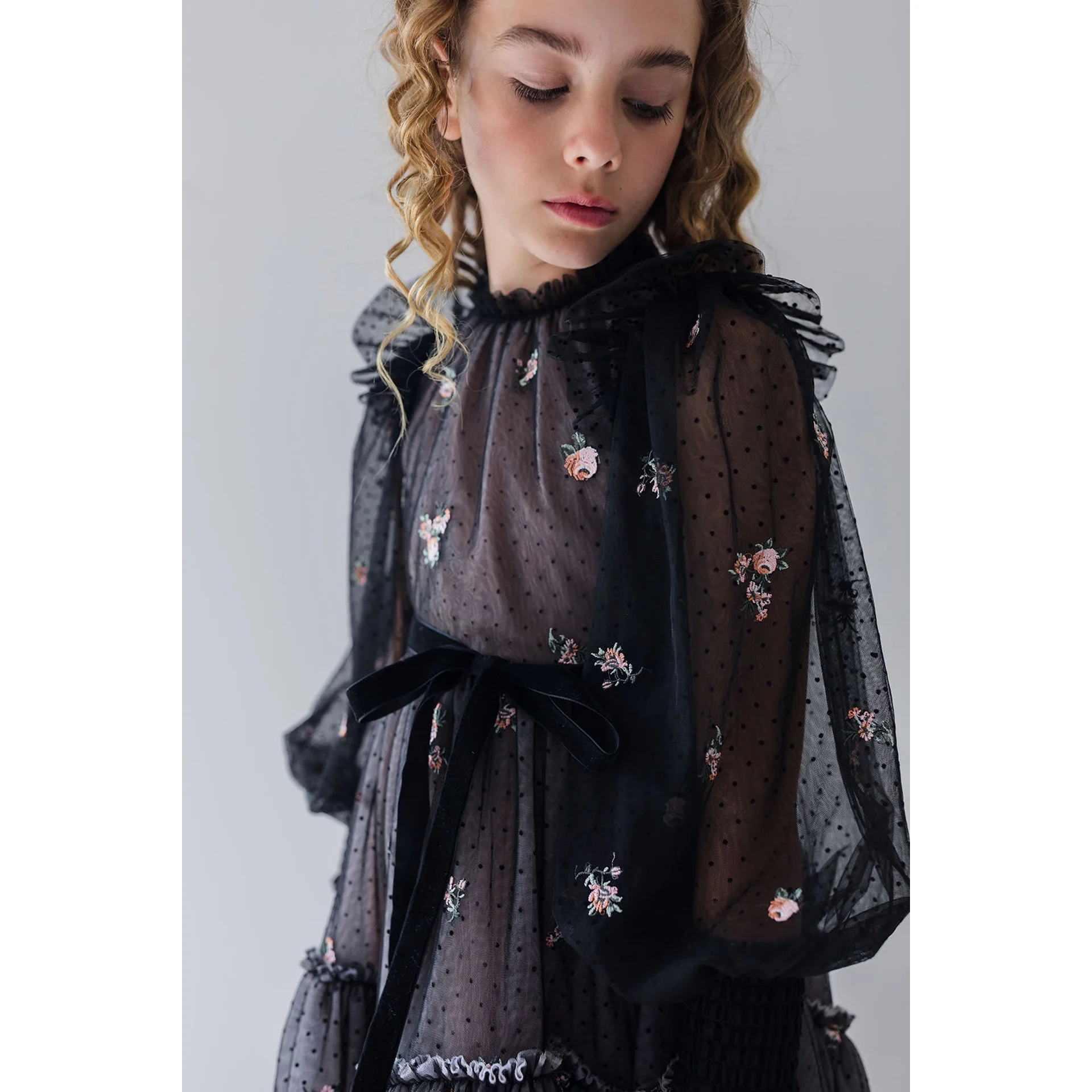 Petite Amalie Rosebud Embroidered Dress (1391) - Image 2