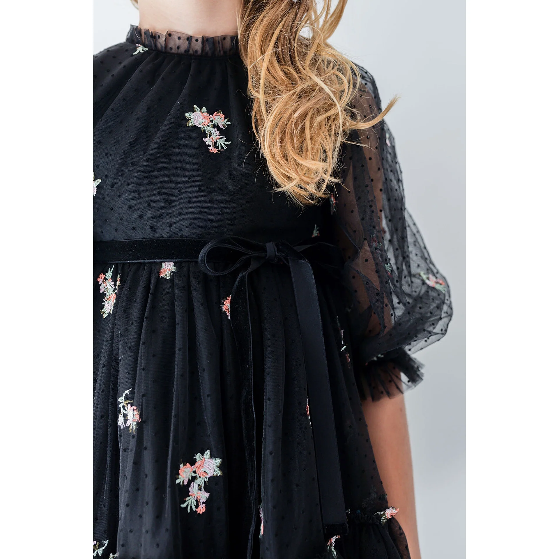 Petite Amalie Rosebud Embroidered Dress (1391) - Image 3