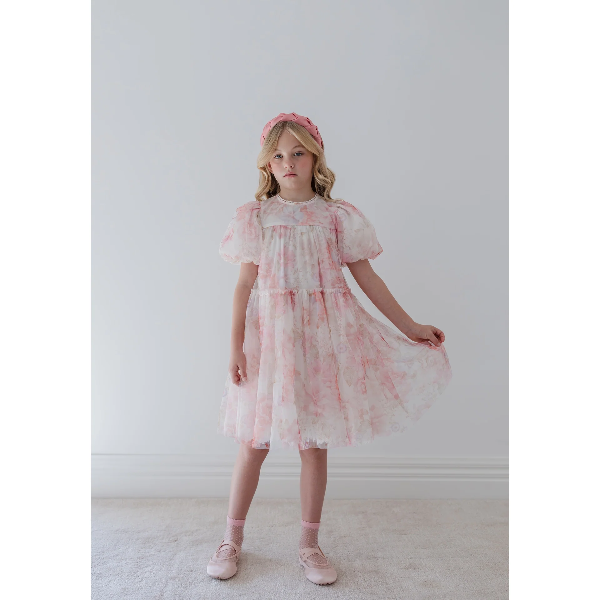 Petite Amalie S/S Delicate Bouquet Tulle Dress (1376) - Image 2