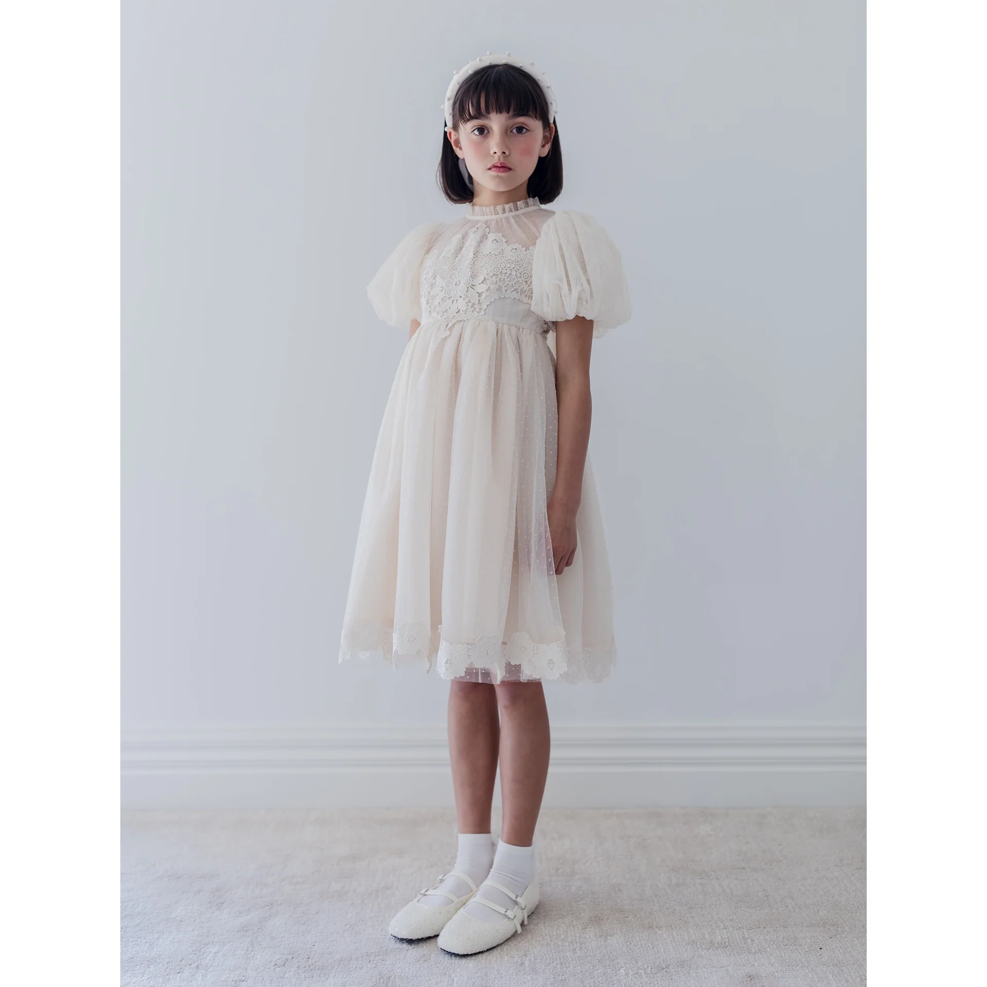 Petite Amalie Vintage Applique Bodice Tulle Dress (1399)