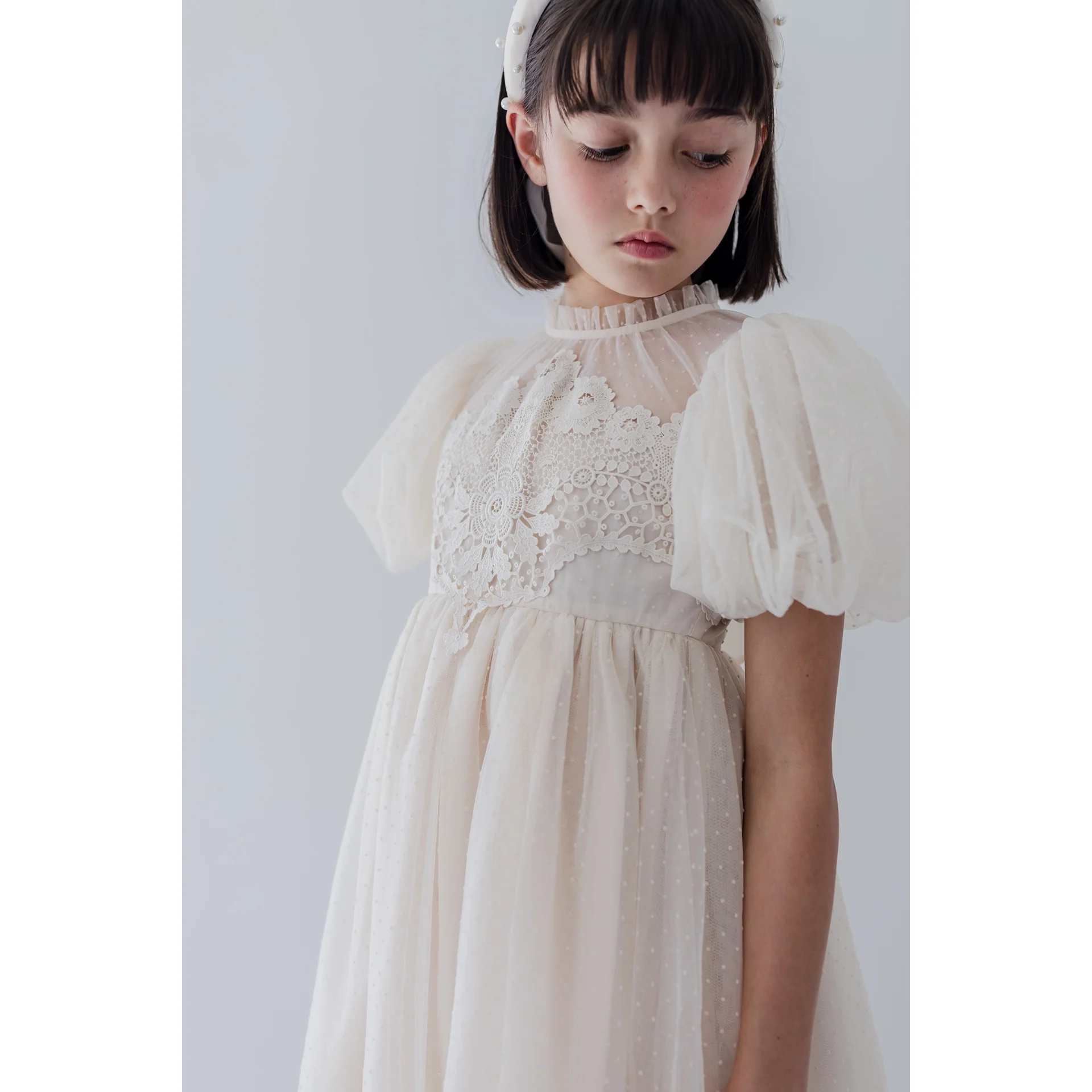 Petite Amalie Vintage Applique Bodice Tulle Dress (1399) - Image 2